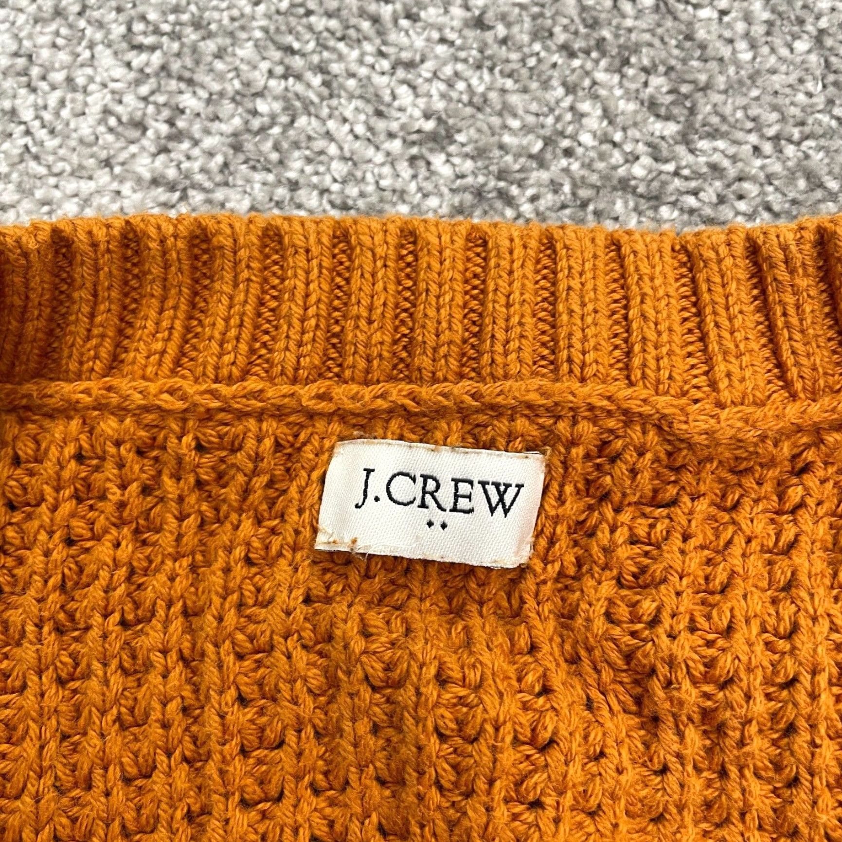 J.Crew J.Crew Pullover Sweater Womens Medium Orange Waffle Knit Crochet Casual V-Neck Size M / US 6-8 / IT 42-44 - 4 Thumbnail