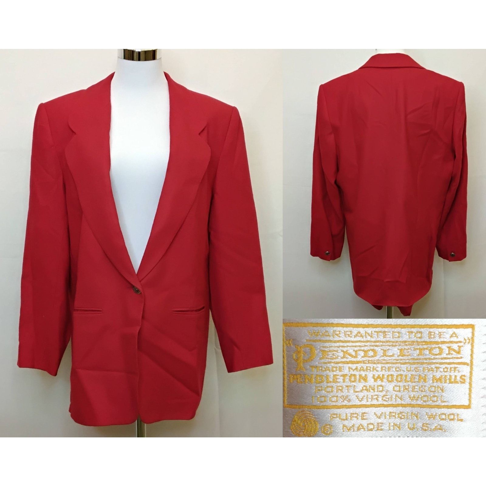 Pendleton Pendleton Wool Blazer Women's XL (16) Red Vintage USA Size XXL / US 16-18 / IT 52-54 - 1 Thumbnail