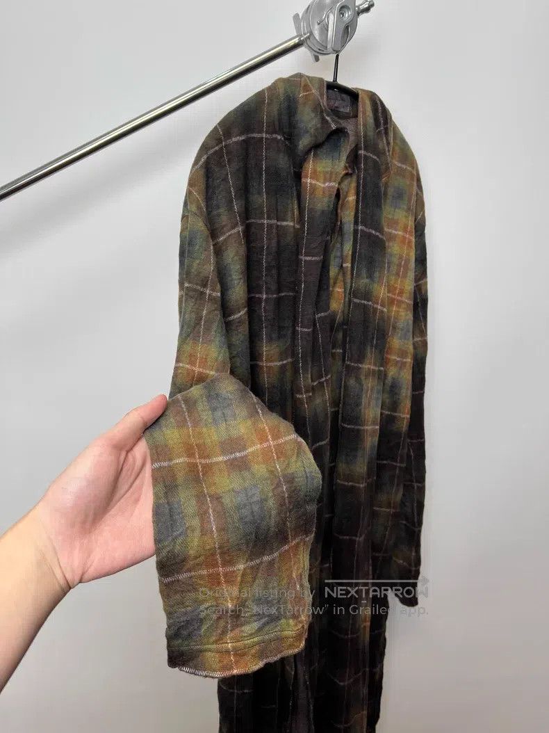 Yohji Yamamoto YOHJI YAMAMOTO Plaid Faded Wool and Polyester Bathrobe Coa Size US L / EU 52-54 / 3 - 5 Thumbnail