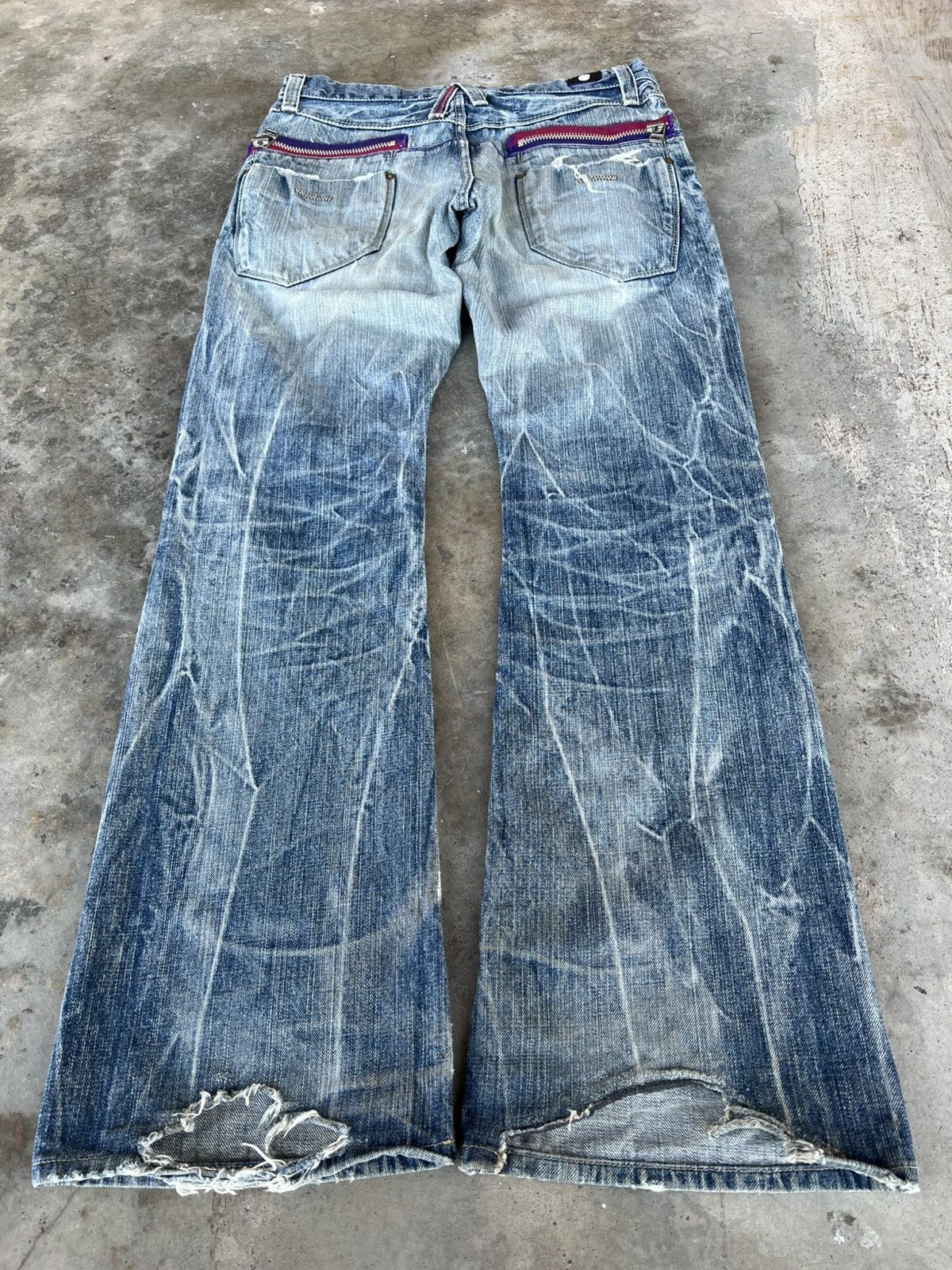 Japanese Brand 💥FLARE💥VINTAGE 90’S STYLE BLUE WAY DISTRESS JEANS VERY RARE Size US 31 - 2 Thumbnail