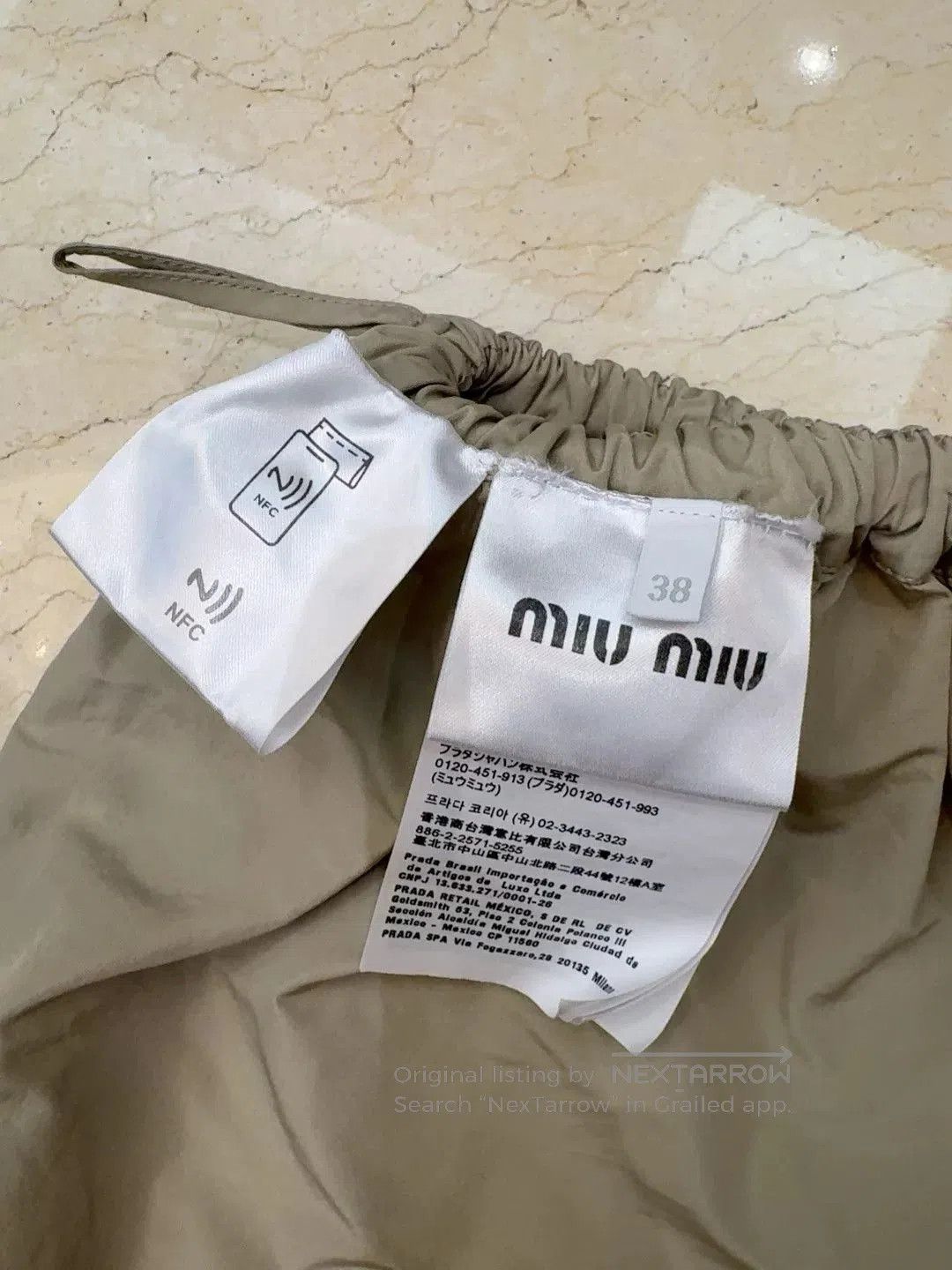 Miu Miu Miu Miu Drawstring Midi Skirt in Khaki. Size US 38 / EU 54 - 4 Thumbnail