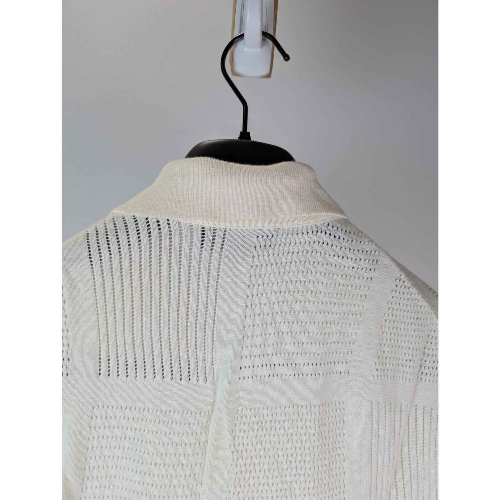 Vince o1rshd1 CC20 Patchwork Pointelle Short-Sleeve Sweater Cream Size US S / EU 44-46 / 1 - 13 Thumbnail