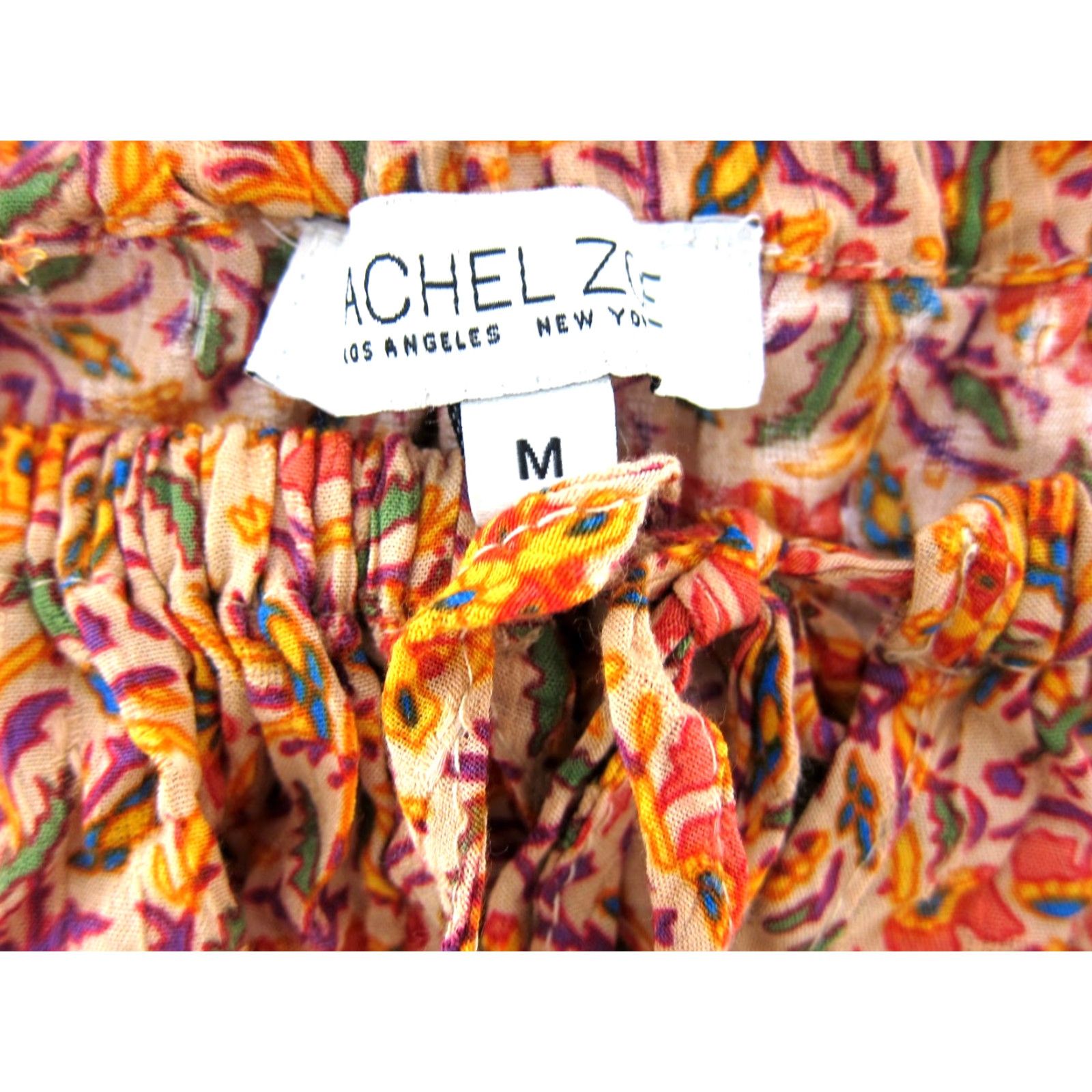 Rachel Zoe Rachel Zoe 100% Rayon Off Shoulder Smock Sun Dress Medium Orange Floral Women's Shirt? Size M / US 6-8 / IT 42-44 - 3 Thumbnail