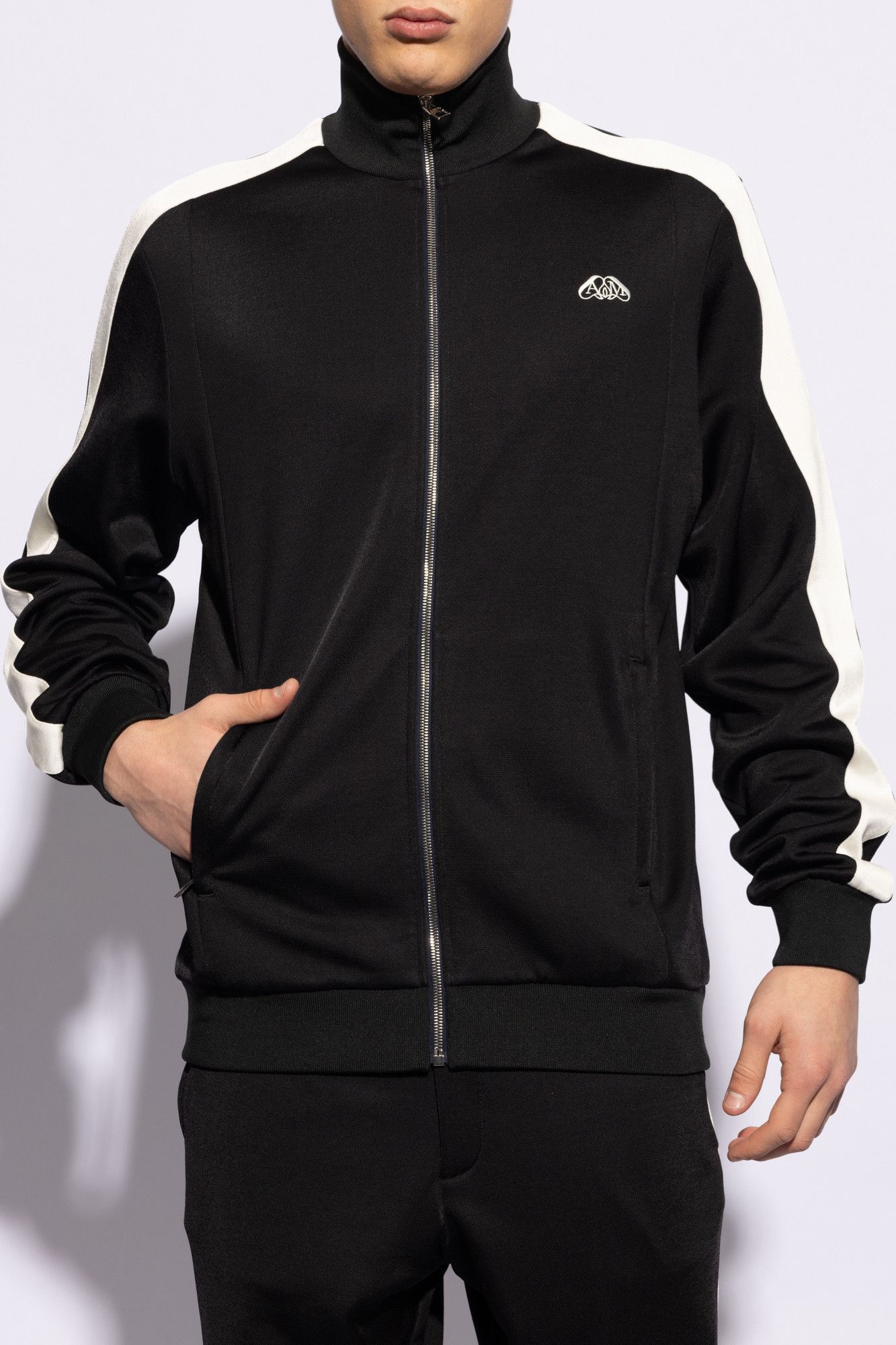 Alexander McQueen o1w1db10725 Funnel Neck Tracktop Jacket in Navy/White Size US M / EU 48-50 / 2 - 4 Thumbnail