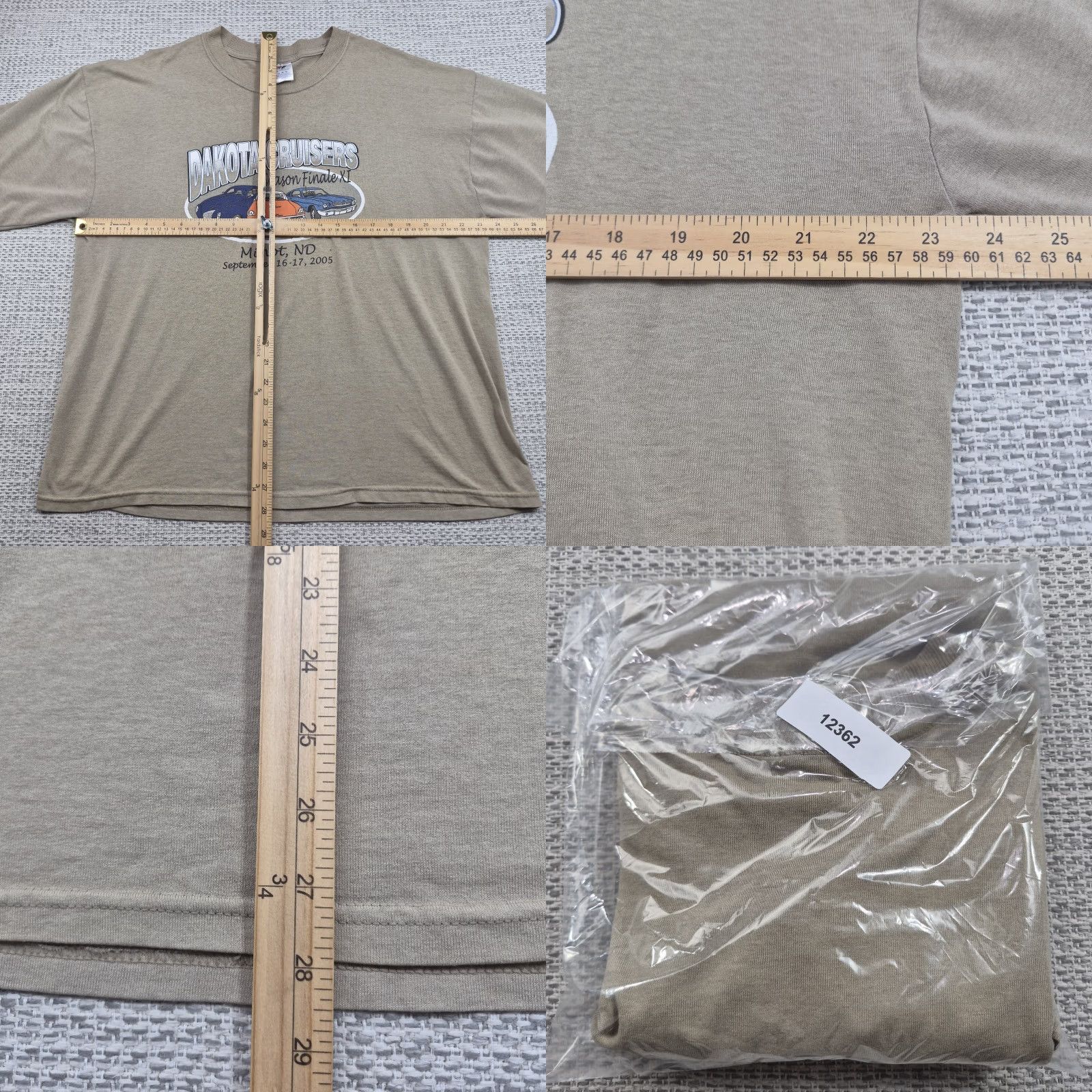 Jerzees VINTAGE Dakota Cruisers Shirt Mens XL Beige Jerzees Car Show Minot ND 2005 Size US XL / EU 56 / 4 - 8 Thumbnail