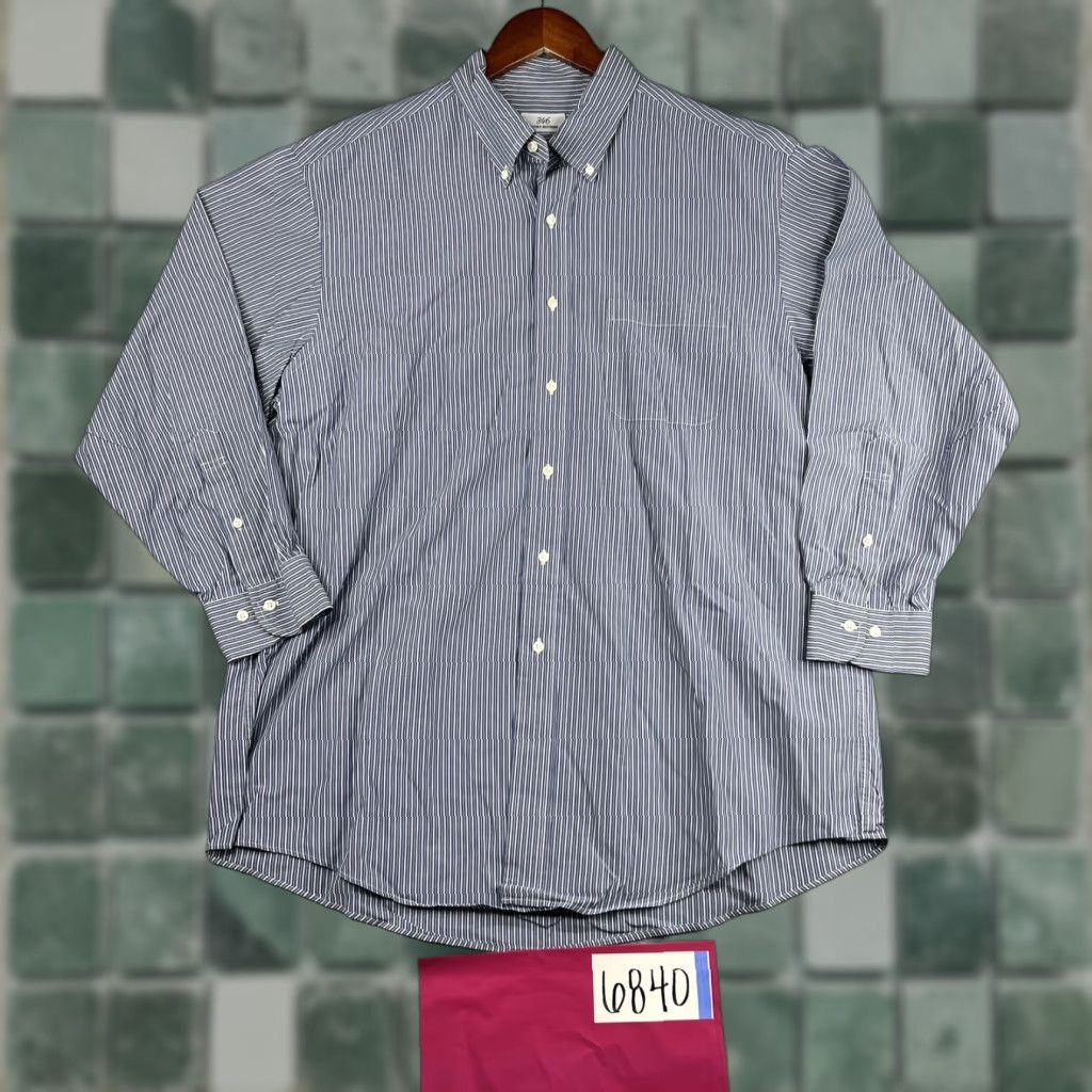 Brooks Brothers Brooks Brothers Dress Shirt 17 Blue Striped Cotton Button-Down Long Sleeve Non-Iron Classic, Regular Fit, Button Up Shirt, Men Size US XL / EU 56 / 4 - 1 Thumbnail
