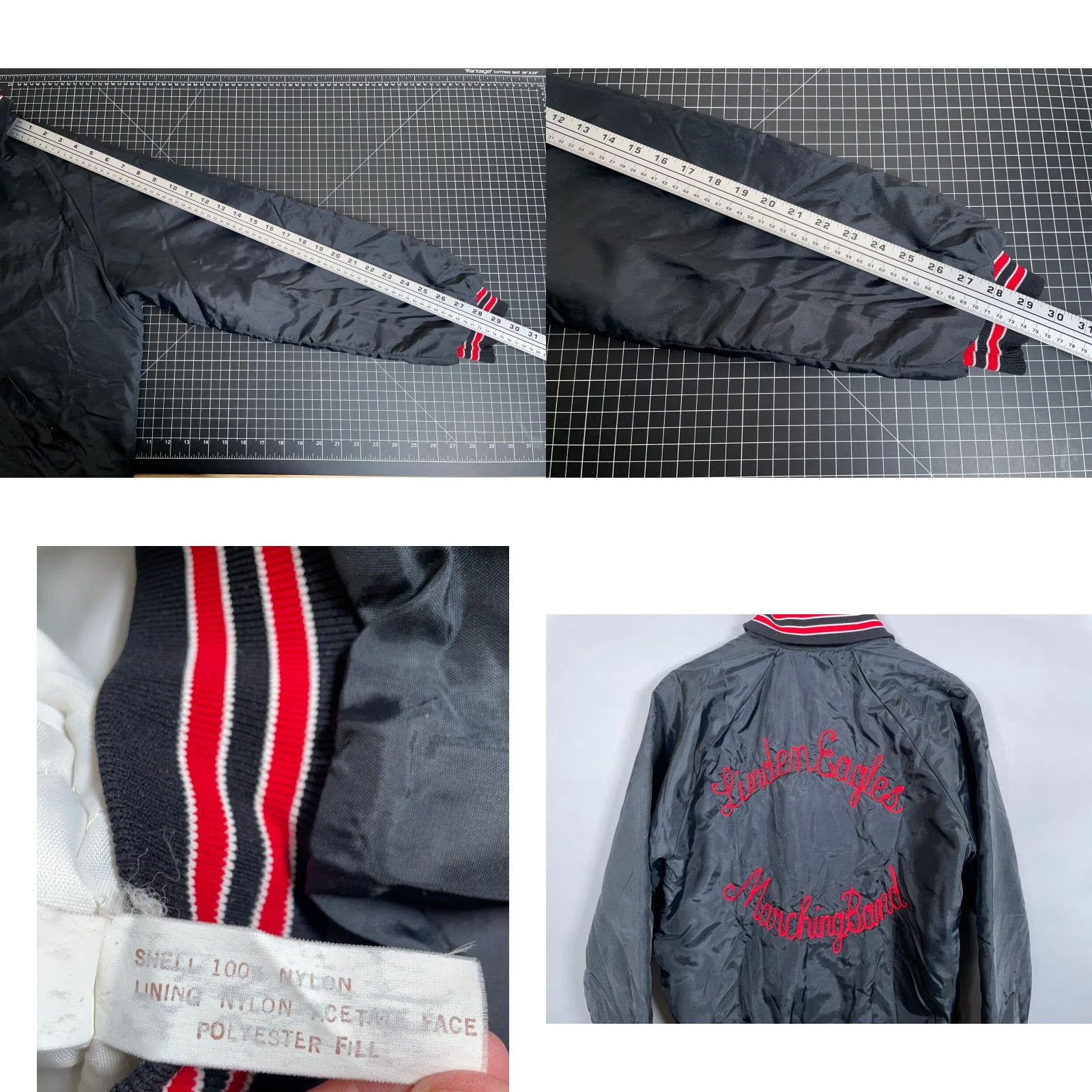 Vintage VINTAGE VTG Linden Michigan Marching Band Satin Jacket Adult Medium Black Chainstitch Size US M / EU 48-50 / 2 - 8 Thumbnail