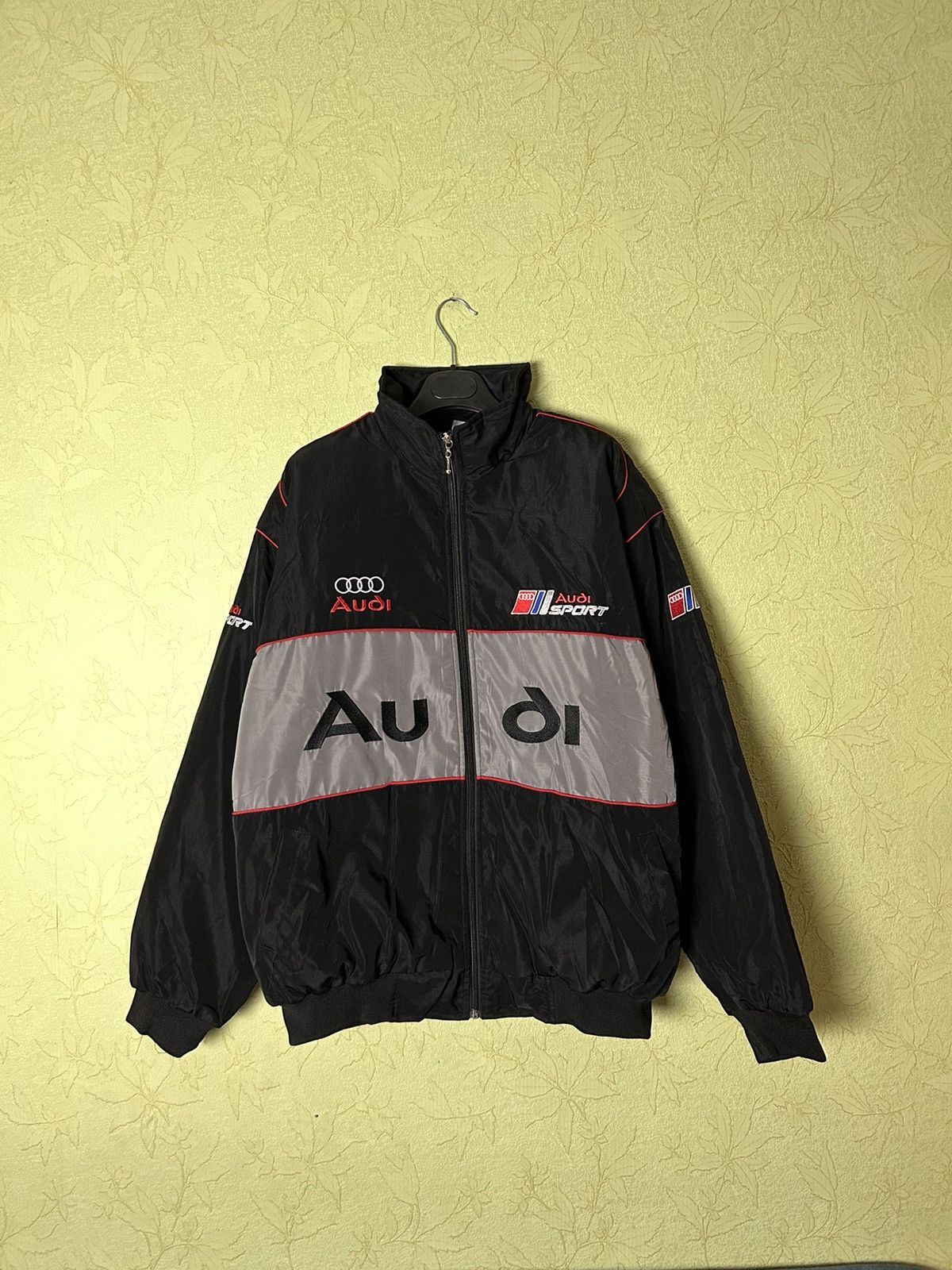 image of Vintage Racing Jacket Audi Big Logo Sport Black F1, Men's (Size XL)