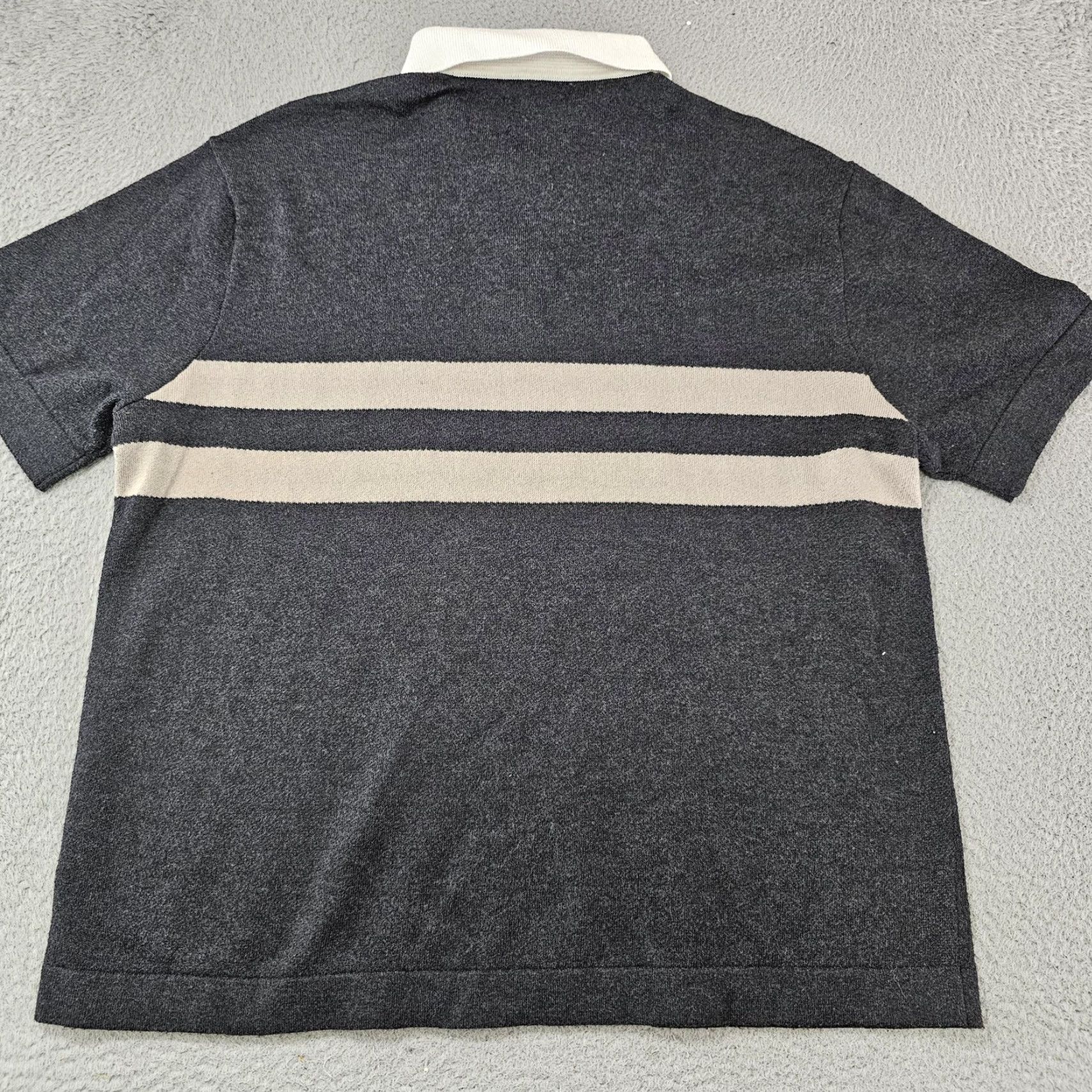 Abercrombie & Fitch Abercrombie & Fitch Polo Shirt Mens Medium Charcoal Gray Oversized Striped Knit Shirt Size US M / EU 48-50 / 2 - 4 Thumbnail