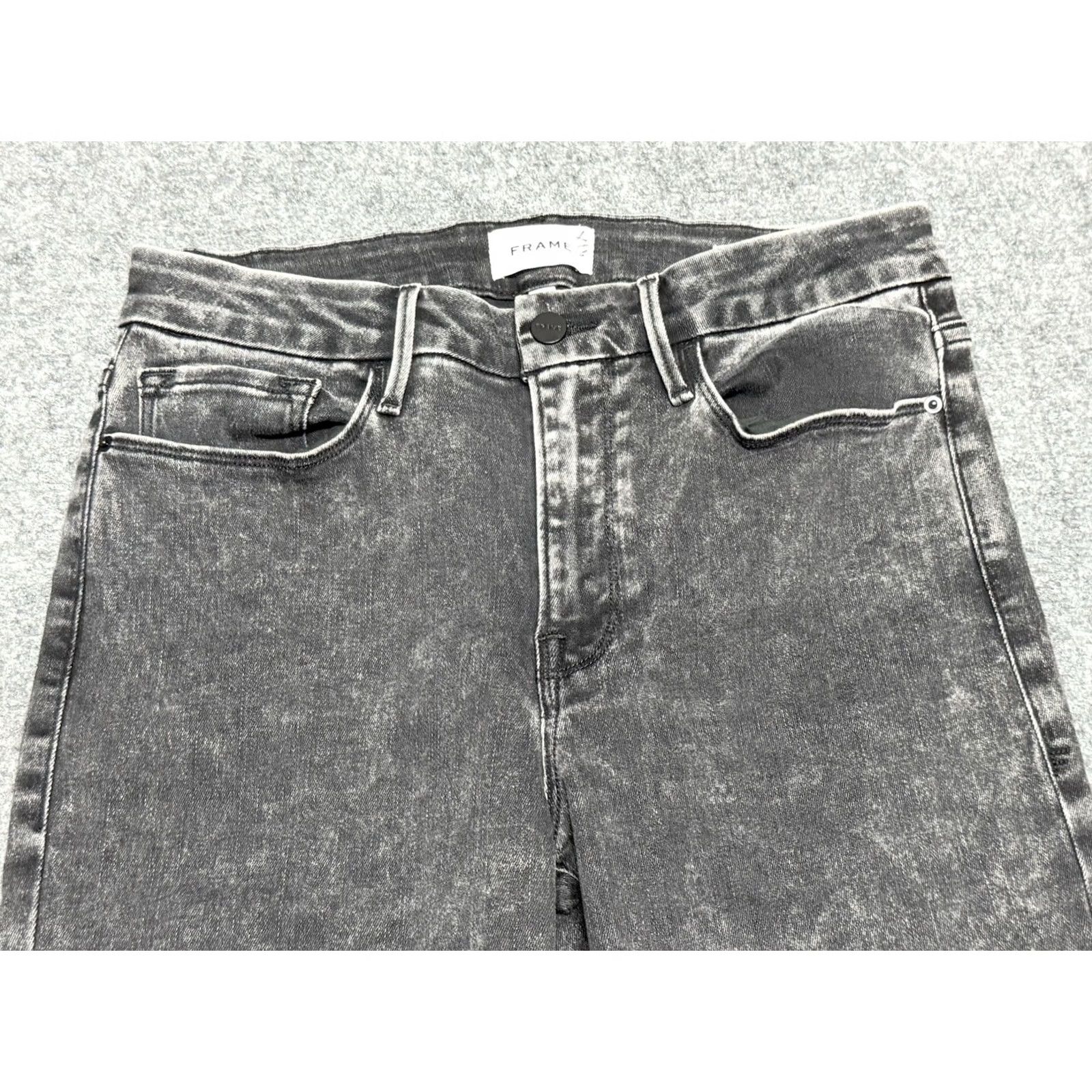 Frame FRAME Le Crop Mini Boot Jeans Womens 30 Black Distressed Denim 5-Pocket Cropped Regular Stretch Modern Vintage: No N/A Size 30" / US 8 / IT 44 - 4 Thumbnail