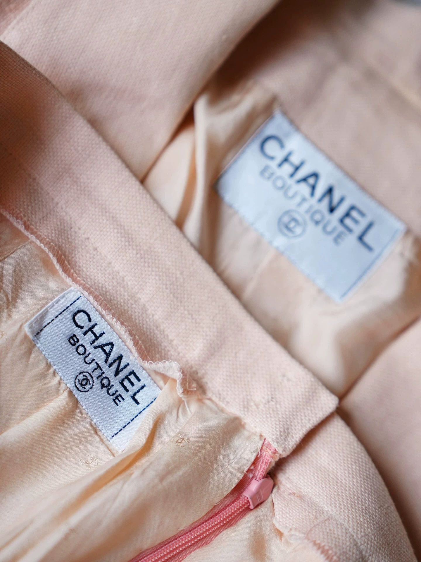 Chanel Chanel 1989 Vintage Peach Pink Linen Suit Skirt Set Women's L Size L / US 10 / IT 46 - 6 Thumbnail