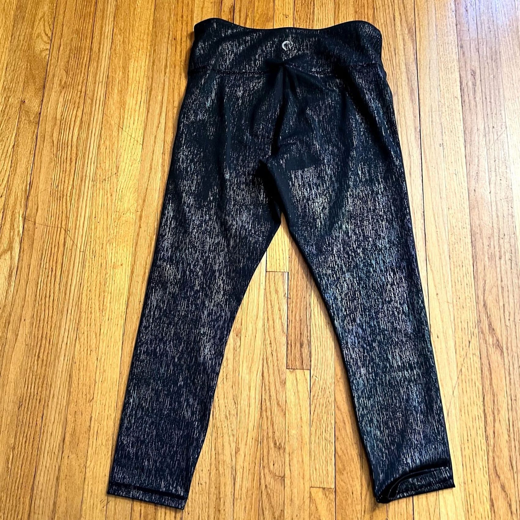Vintage Zyia Leggings Womens 8-10 Black Metallic Crop Pants Size 30" / US 8 / IT 44 - 4 Thumbnail