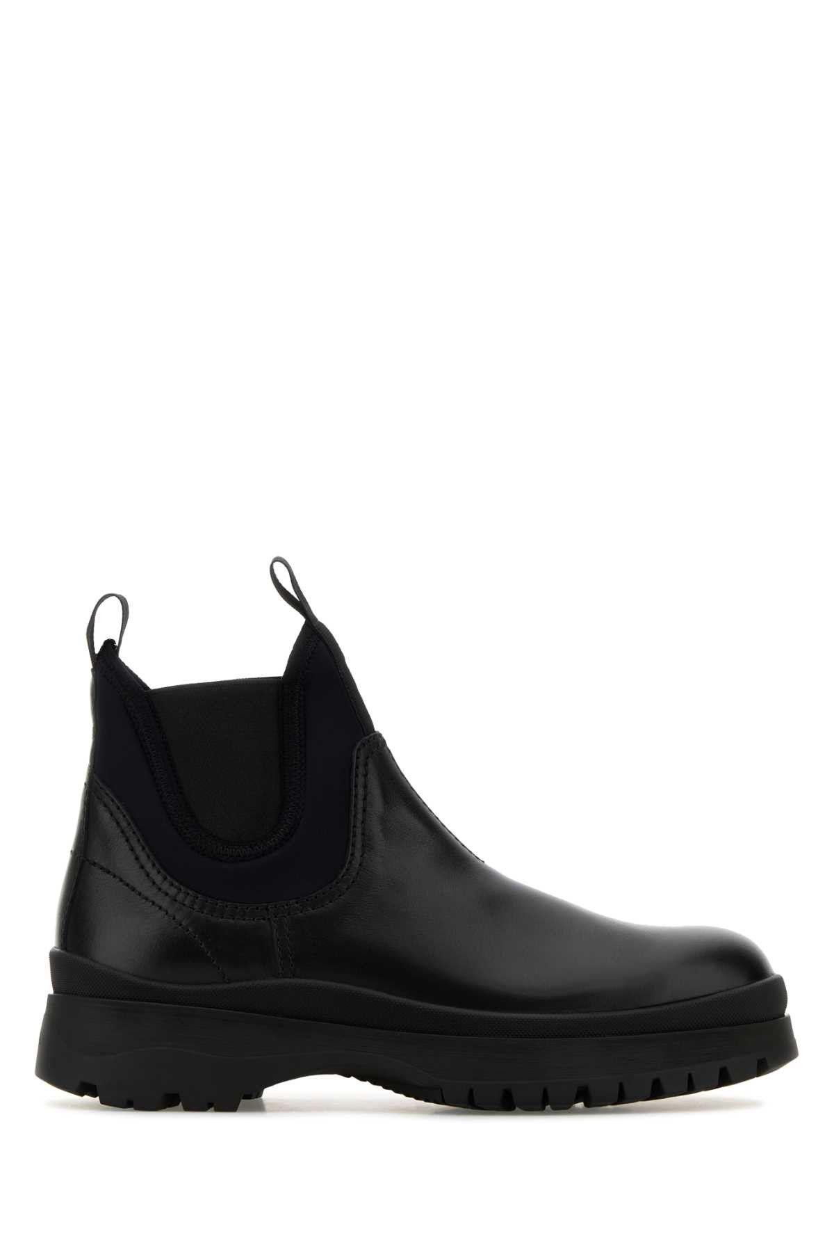 Prada Black Leather Ankle Boots Size US 12 / EU 45 - 1 Thumbnail