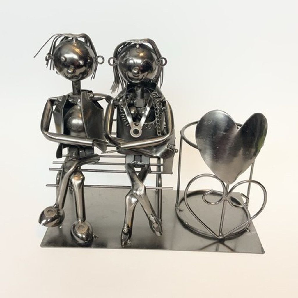 Other Statue Love Couple On The Bench Wine Bottle/Candle Holder Size ONE SIZE - 16 Thumbnail
