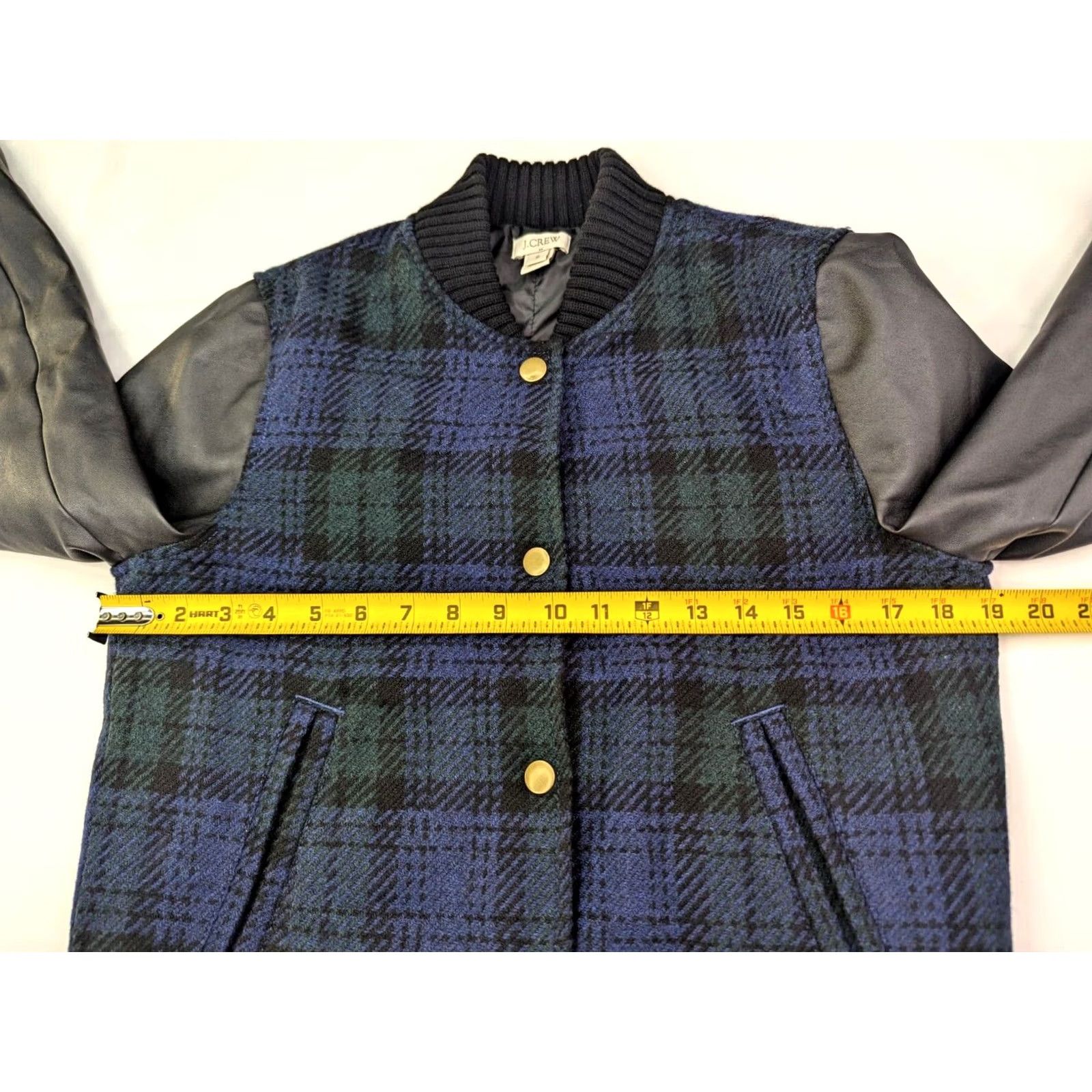 J.Crew J.CREW Bomber Jacket Blue Wool Blend Plaid S Women Size S / US 4 / IT 40 - 7 Thumbnail