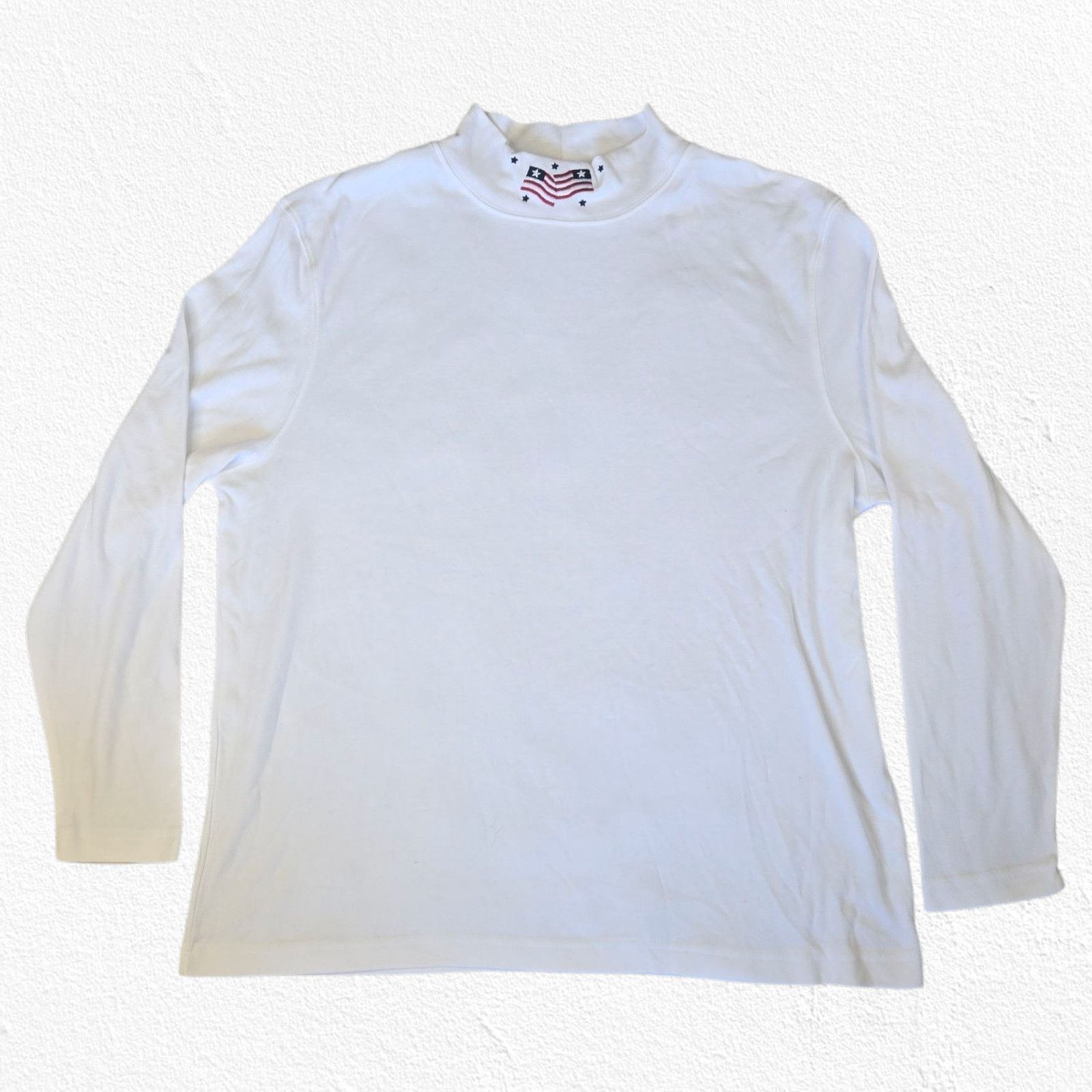 Vintage Y2K White Patriotic Mock Neck USA Flag Shirt Size XL Size XL / US 12-14 / IT 48-50 - 2 Thumbnail