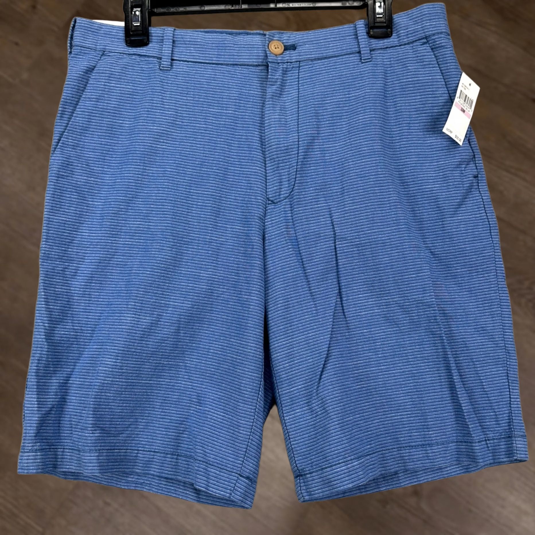Izod IZOD Saltwater Shorts Khaki 32X9.5 Blue Stripes Chino Pocket Relaxed Classic NEW Size US 32 / EU 48 - 1 Thumbnail