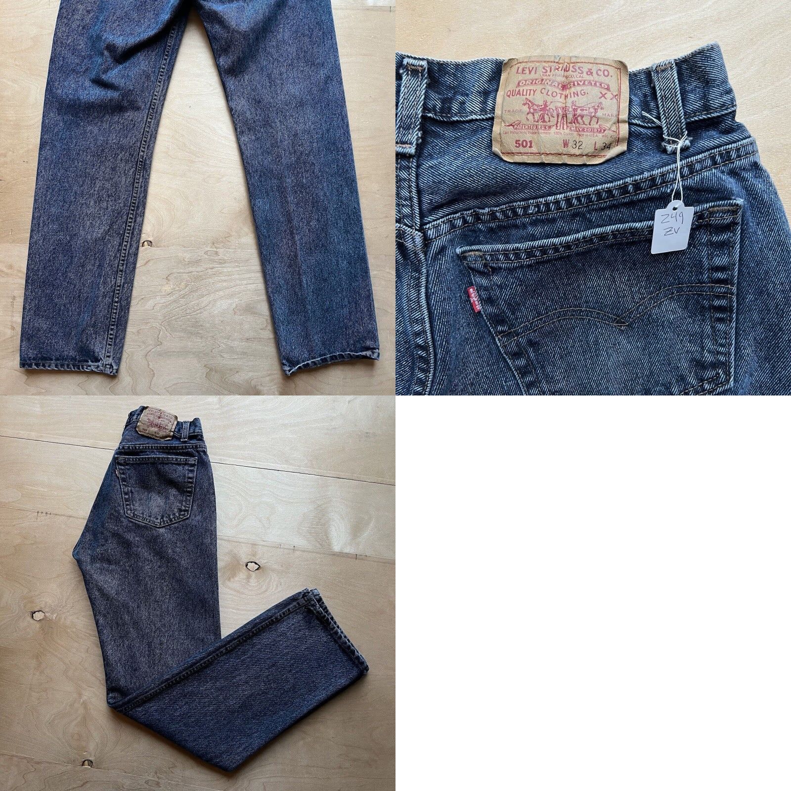 Levi's VINTAGE Levi's 501 Jeans 28x32 Denim Dark Wash 80s USA Mid Rise Button Fly Straight Mens Leather Logo 5-Pocket De nim 28 32 Size US 28 / EU 44 - 8 Thumbnail