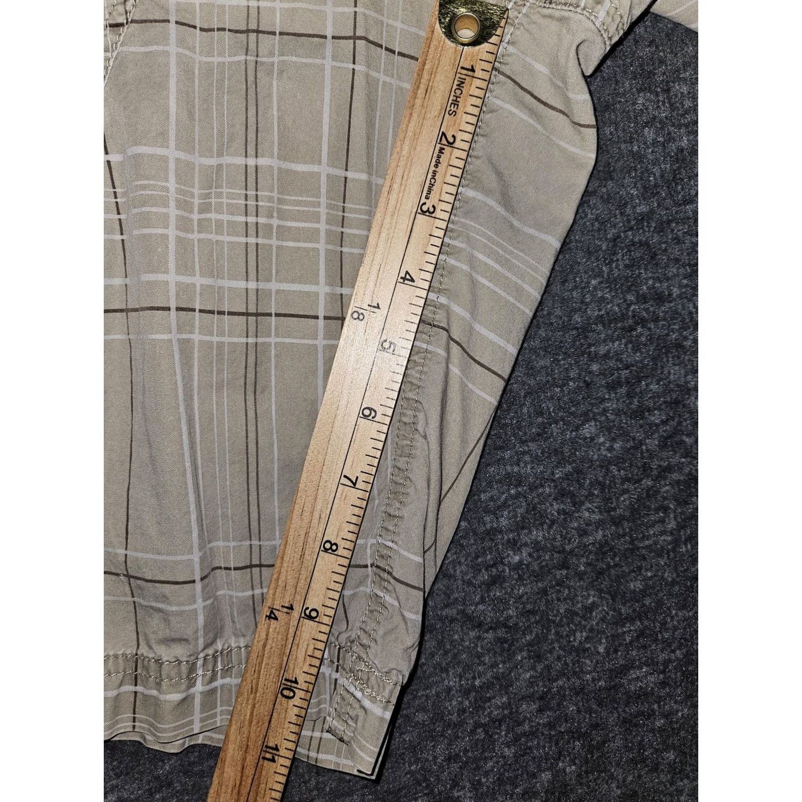Nike Nike Shorts Mens Large Plaid Casual Drawstring Pockets Lightweight Cotton Beige Summer Size US 33 - 5 Thumbnail