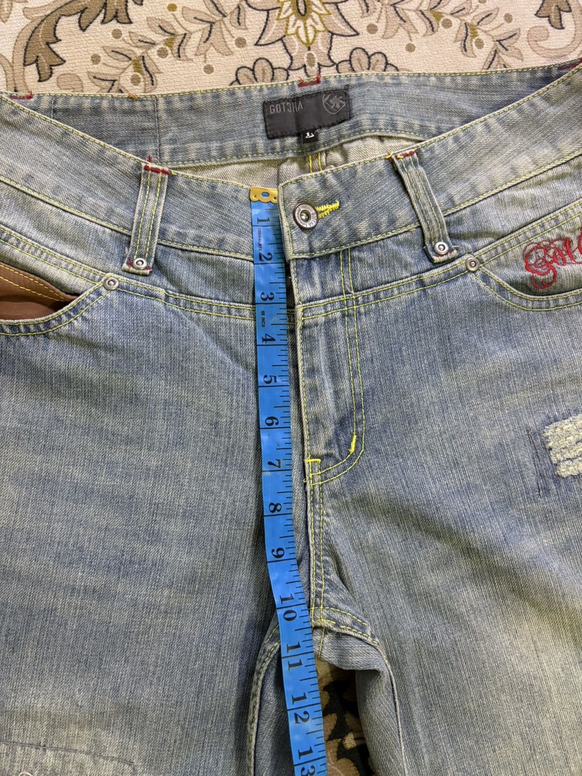 Gotcha × Vintage Vintage Japanese Brand Gotcha Back Side Leather Pocket Denim Size US 31 - 19 Thumbnail