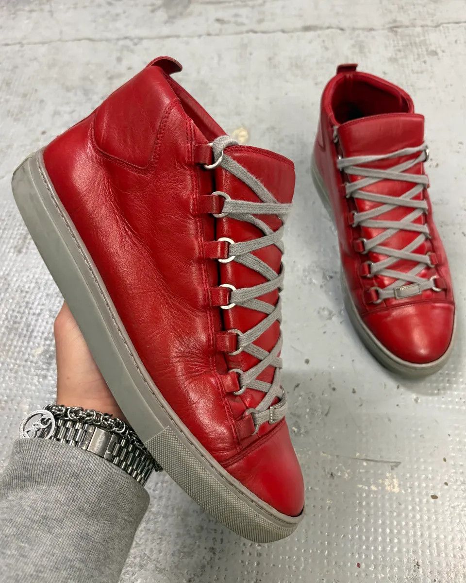 Balenciaga Balenciaga Arena Red & Grey High Top Sneakers Size US 10.5 / EU 43-44 - 1 Thumbnail
