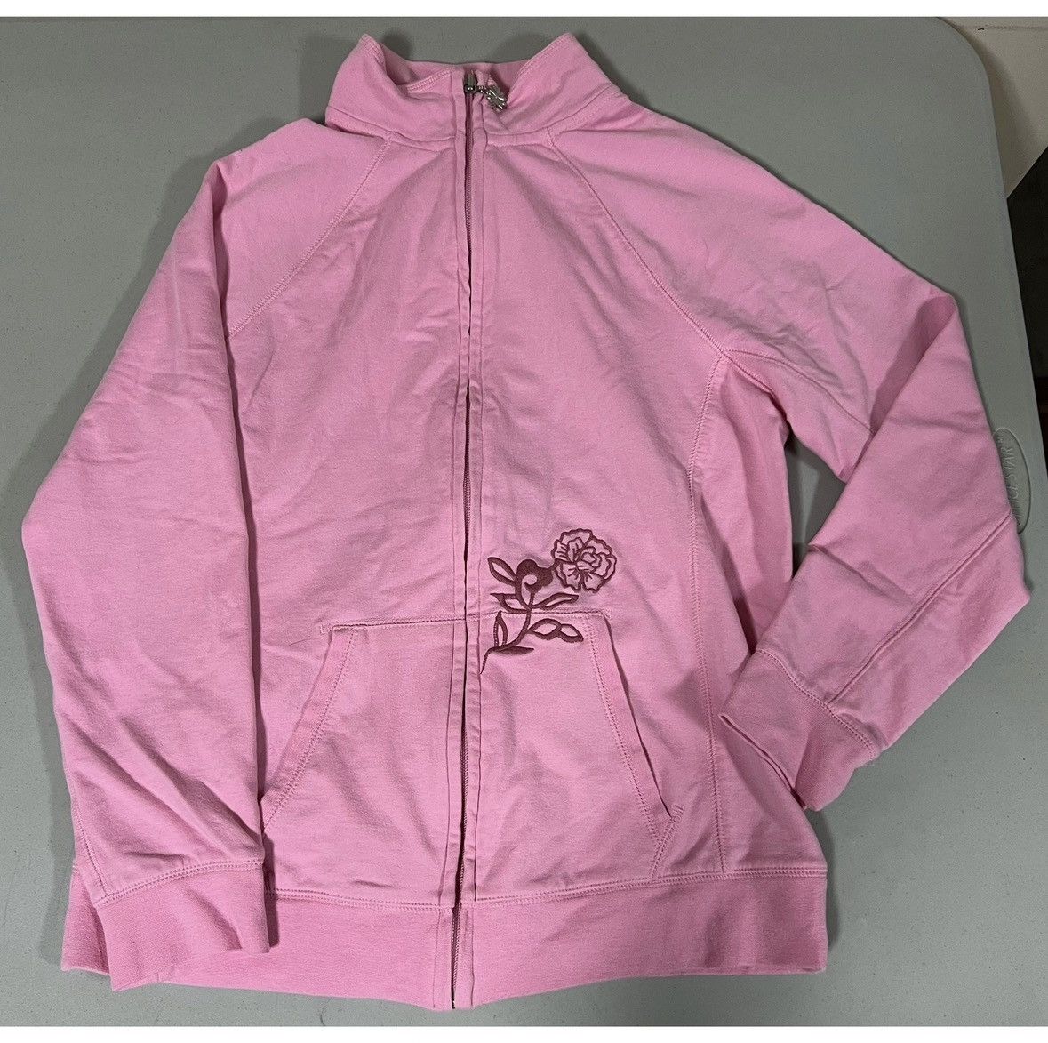All Sport Pink Rose Floral Y2K Track Jacket Sweatshirt Outerwear XS 🌹✨ Size XS / US 0-2 / IT 36-38 - 2 Thumbnail