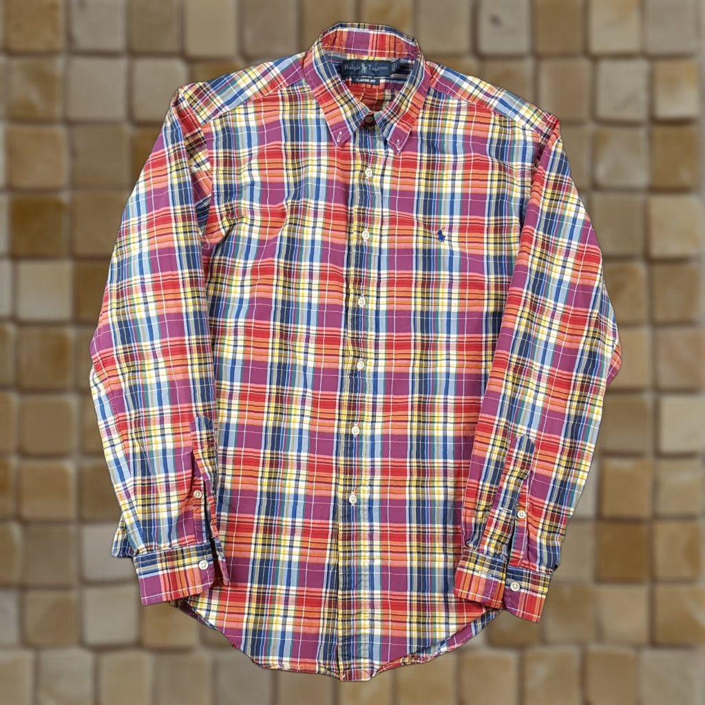 Ralph Lauren Vintage Ralph Lauren Polo Long Sleeve Shirt Men Large Casual Preppy Oxford Multi 90s Size US L / EU 52-54 / 3 - 1 Thumbnail