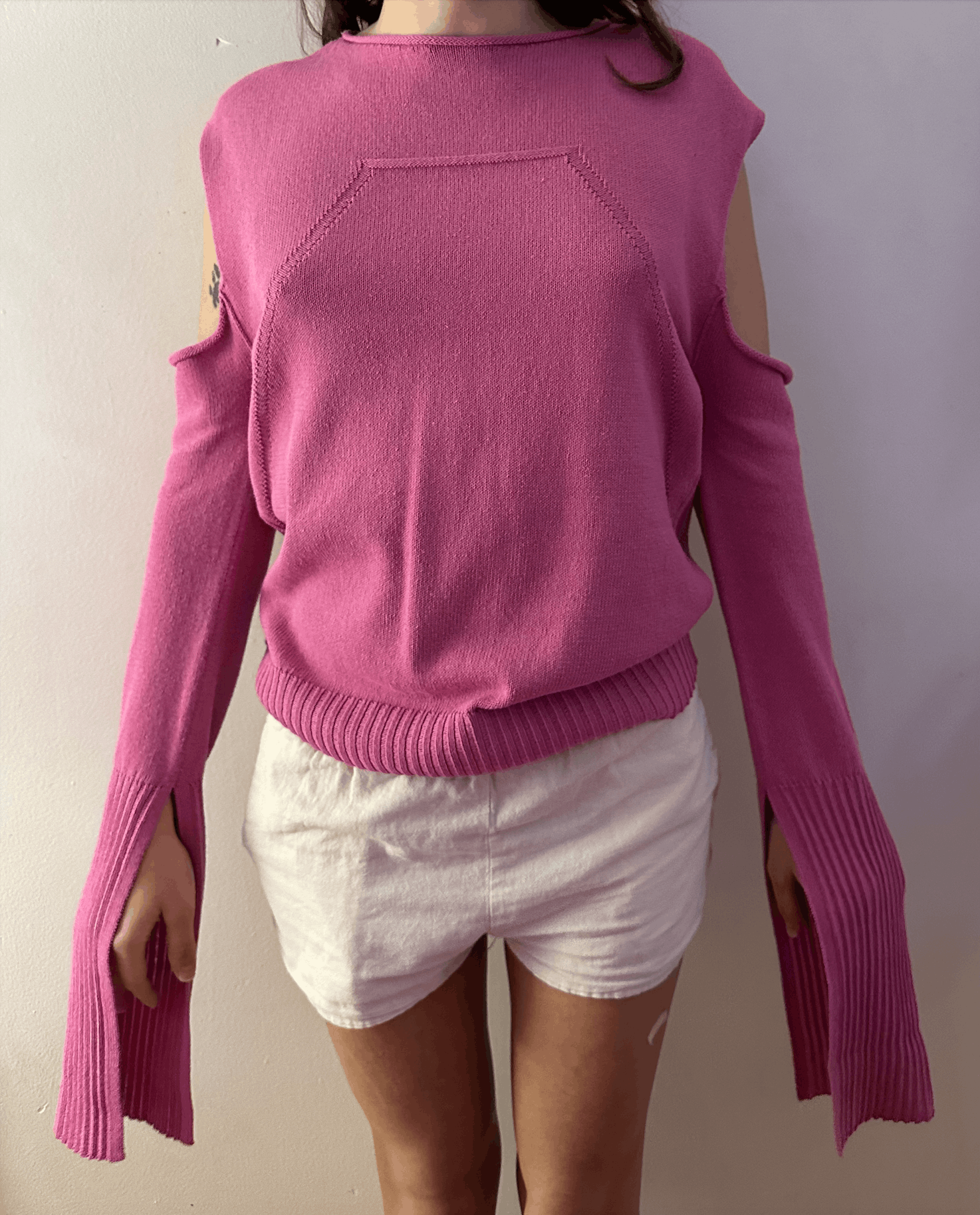 Rick Owens Rick Owens Edfu Hot Pink Cape Sleeve Knit Top Size L / US 10 / IT 46 - 1 Thumbnail