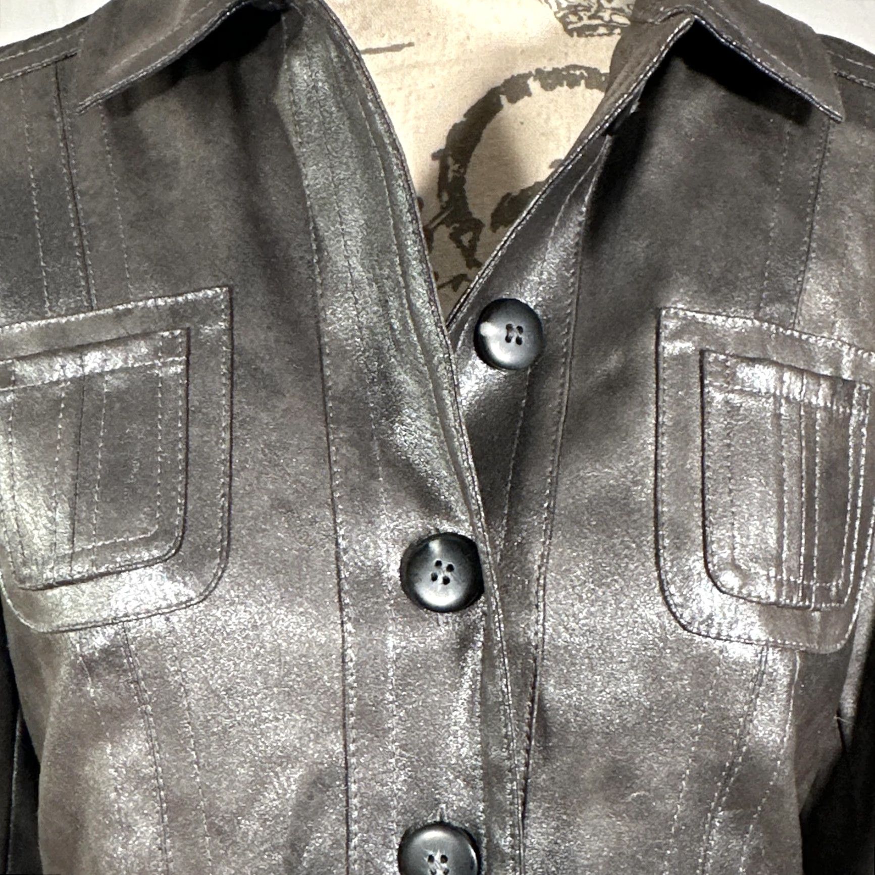 Vintage Chico's Jacket Womens 0 Silver Braided Shine Cammi Button Up Pockets NWT Jacket Womens 0 Silver Braided Shine Cammi NWT Size XS / US 0-2 / IT 36-38 - 5 Thumbnail