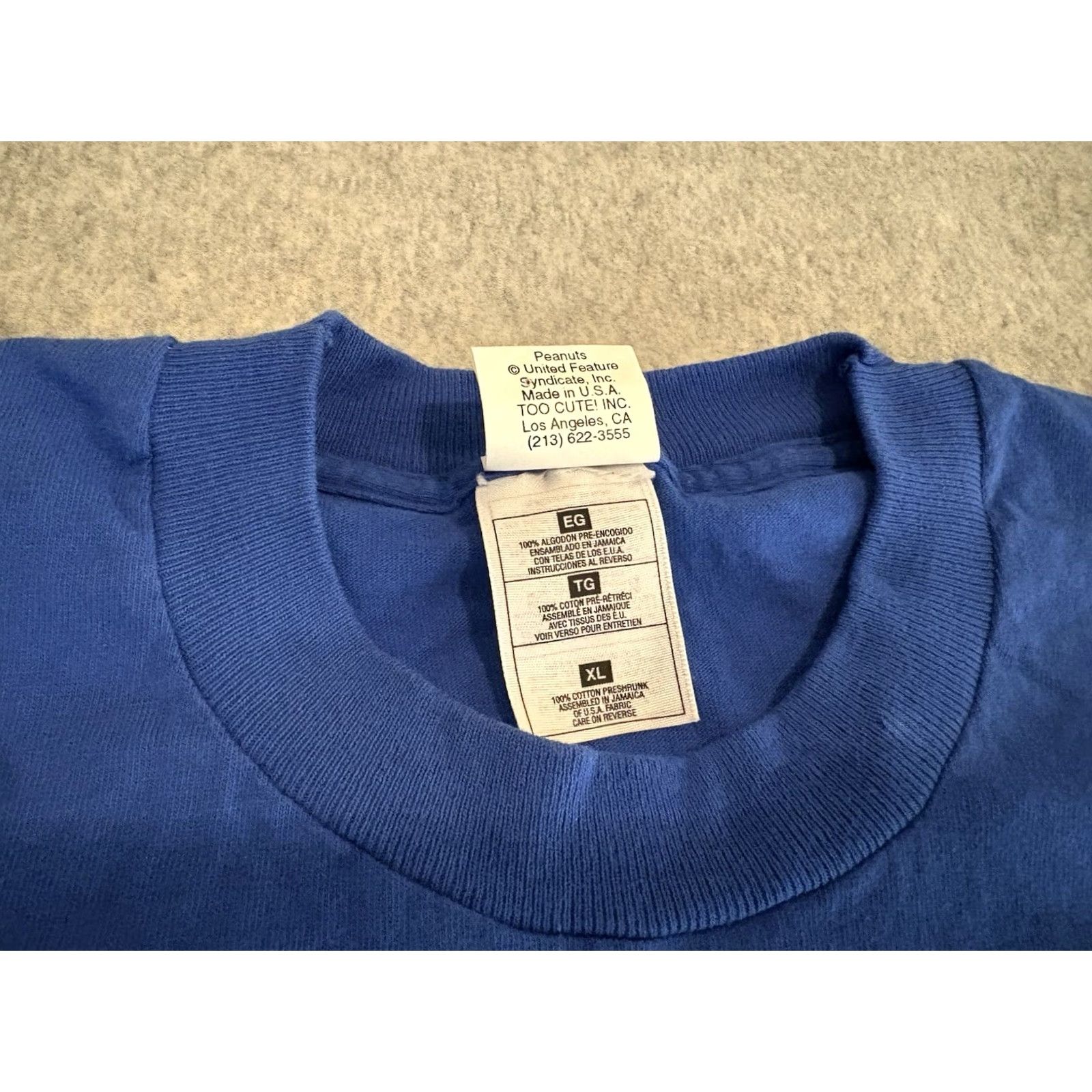 Peanuts VINTAGE Too Cute Inc Peanuts Snoopy Embroidered Blue T-Shirt XL Crew Neck Short Sleeve Men MENS Size US XL / EU 56 / 4 - 3 Thumbnail
