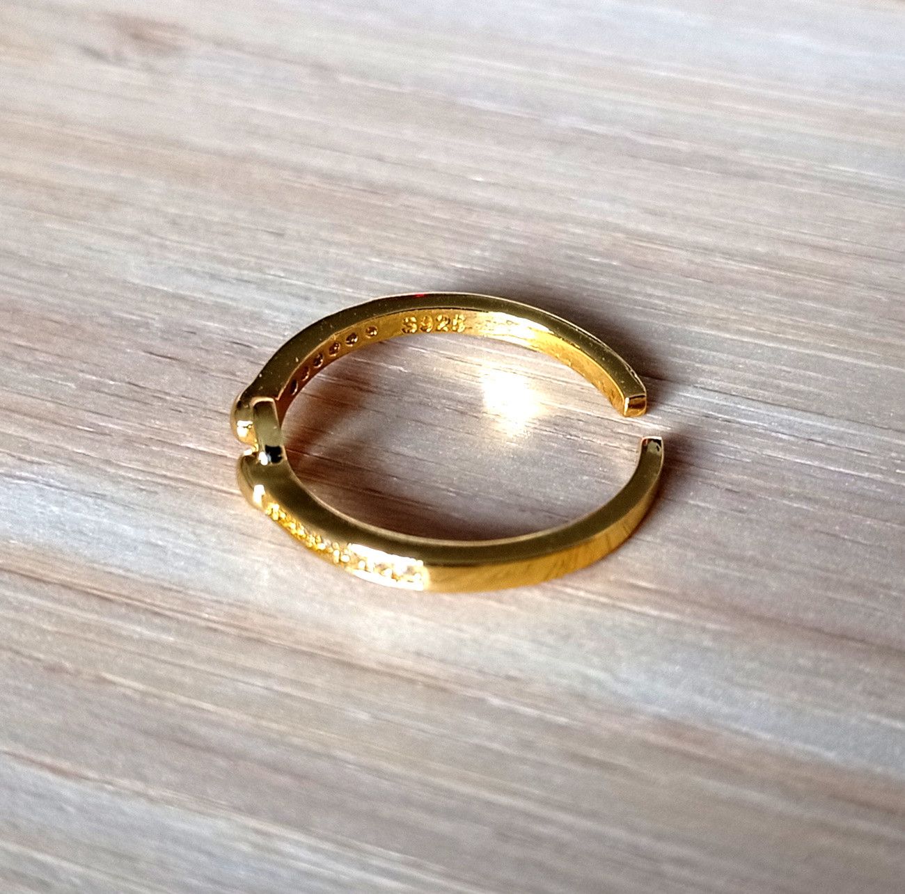 Vintage Stunning Tiny O-Link Clear Zircon Gems Silver Gold Ring Size ONE SIZE - 3 Thumbnail
