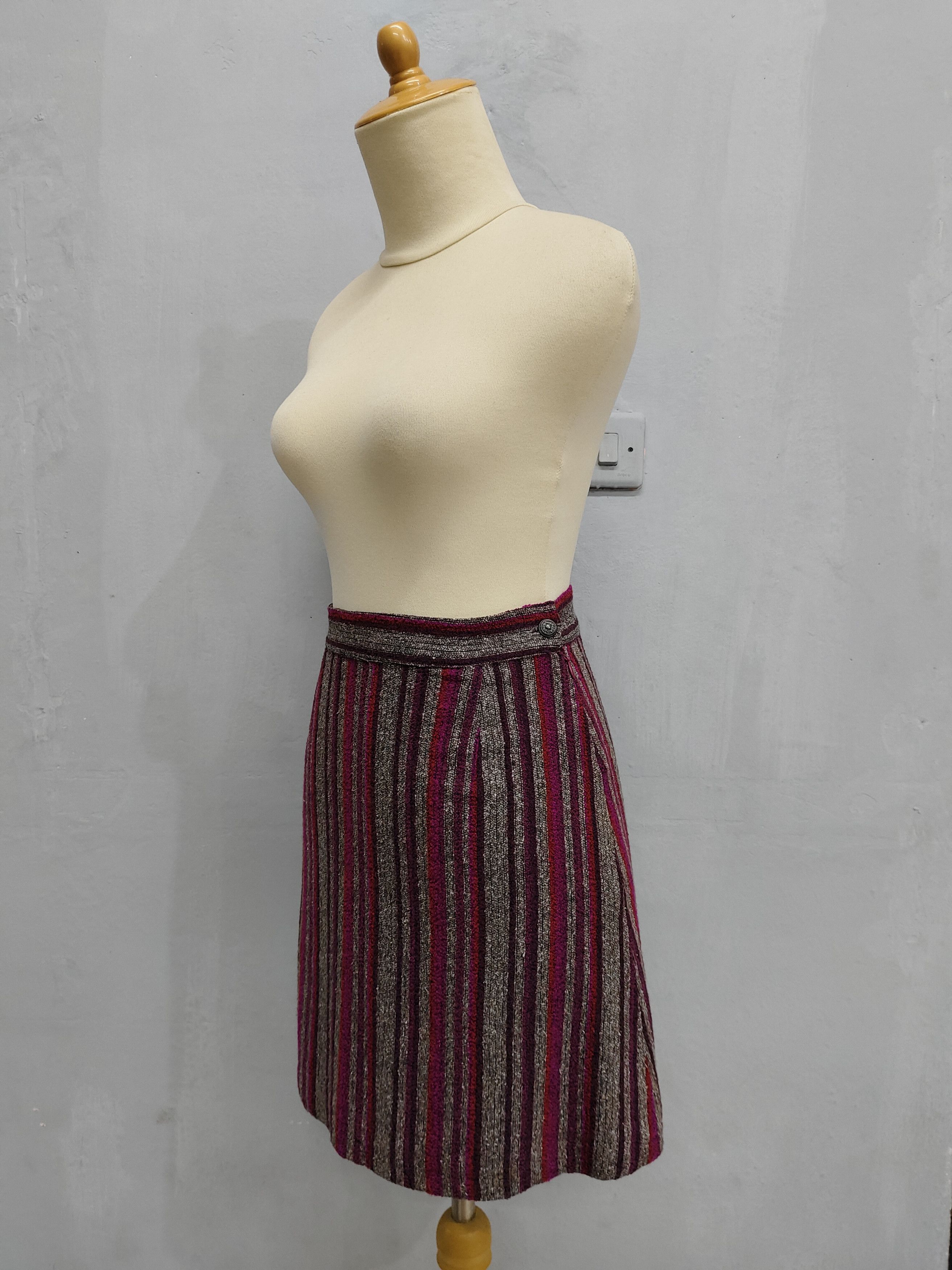Versace Jeans Couture 80s Versace JC 🇮🇹 Archive Minimal Striped Wool Skirt Size 28" / US 6 / IT 42 - 3 Thumbnail