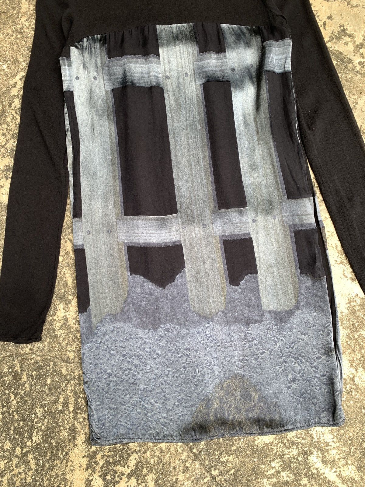 Hussein Chalayan Hussein Chalayan Silk Overlay Graphic Mesh Mini Dress Size M / US 6-8 / IT 42-44 - 4 Thumbnail