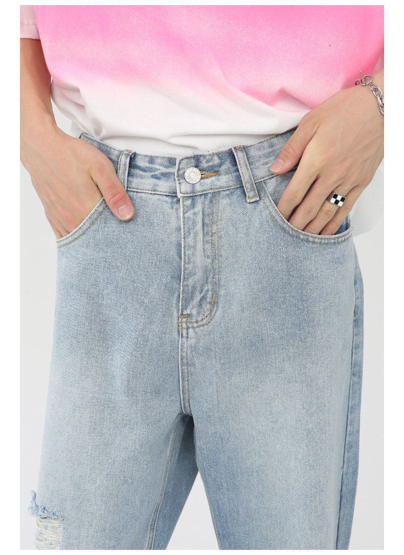 Japanese Brand × Vintage Men's loose washed straight ripped jeans Size US 34 / EU 50 - 4 Thumbnail