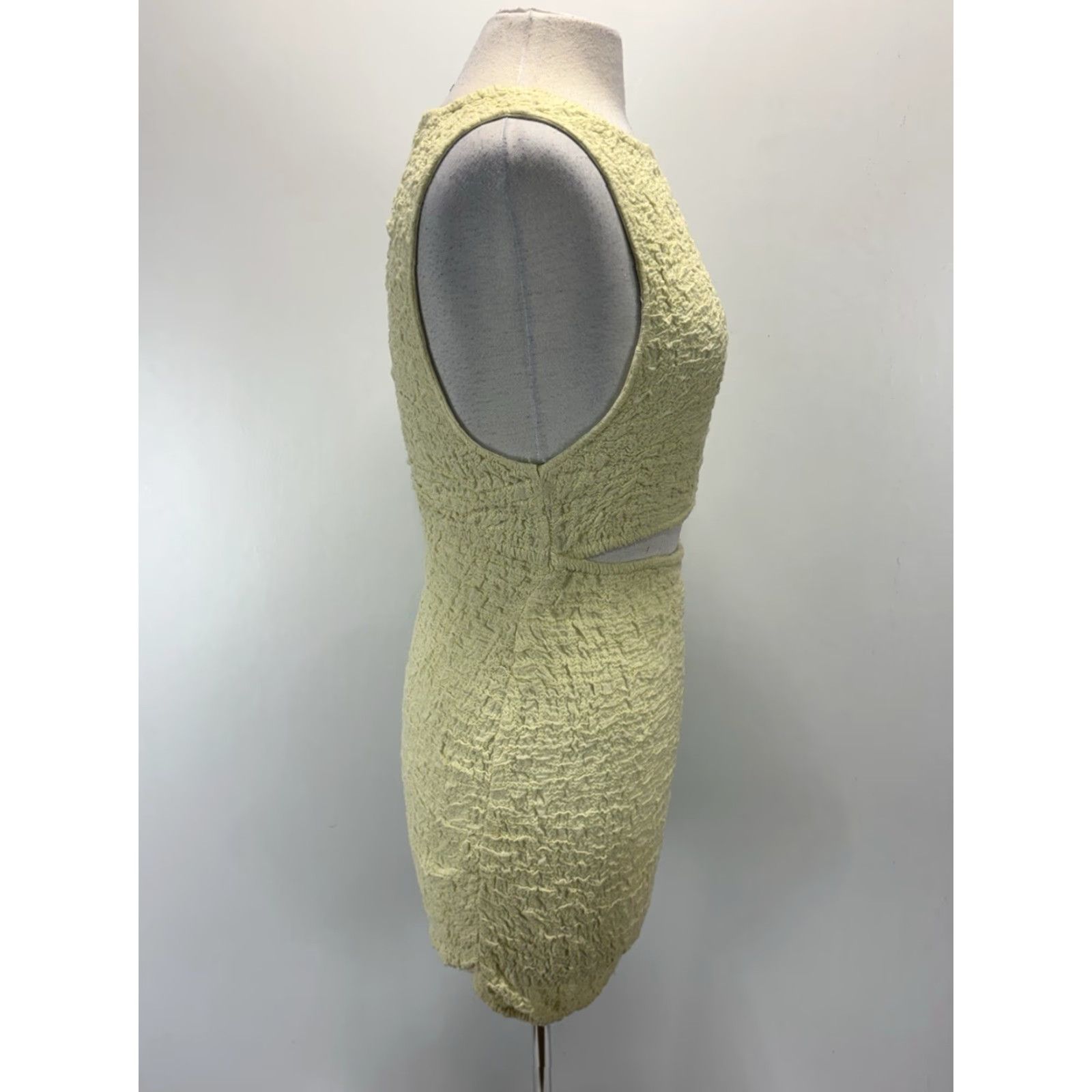 Free People Free People Textured Mini Dress X-Small Green Waist Cutout Club Stretch Size XS / US 0-2 / IT 36-38 - 4 Thumbnail