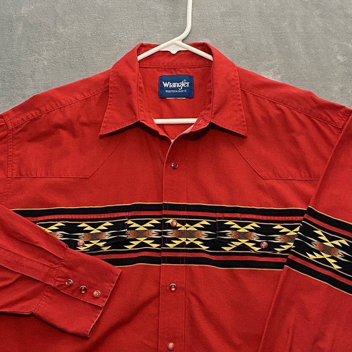 Vintage Brushpopper Western Shirt Men XL Pearl Snap Aztec Navajo USA ...