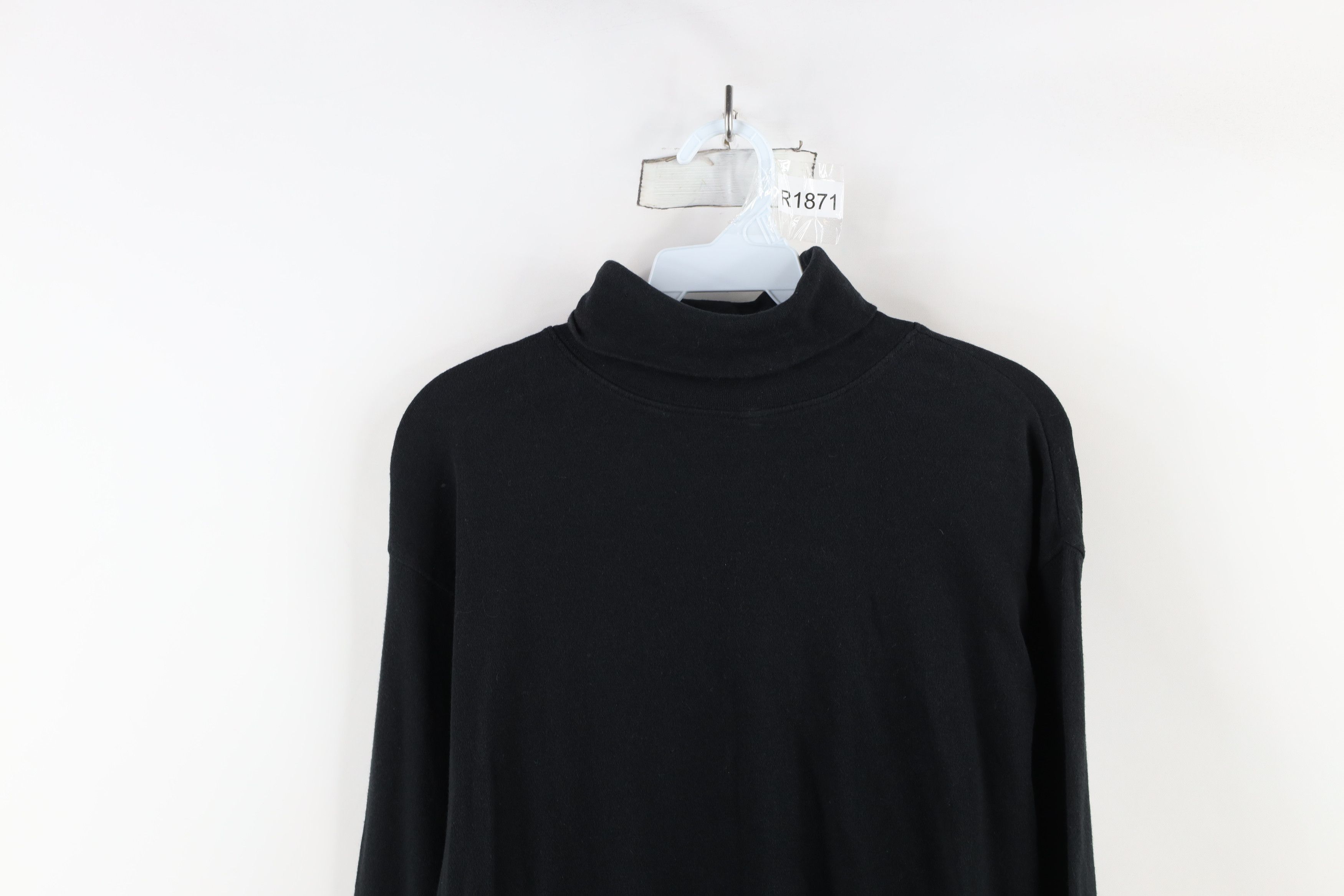 Vintage Vintage 90s Streetwear Blank Turtleneck T-Shirt Black Cotton Size US M / EU 48-50 / 2 - 2 Thumbnail