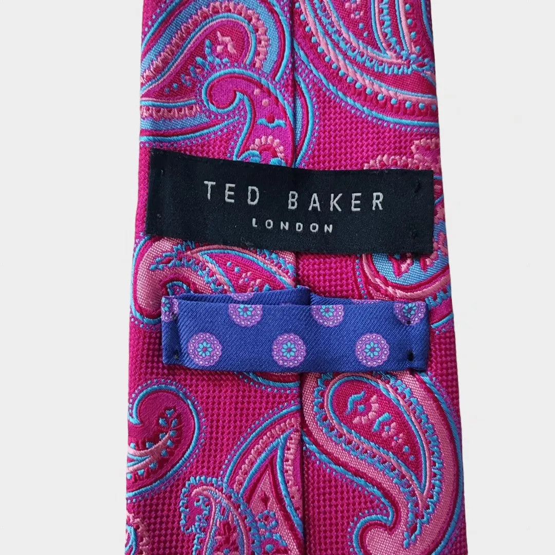 Ted Baker Ted Baker Silk Paisley Tie – Fuchsia & Blue-Fashionella Size ONE SIZE - 5 Thumbnail