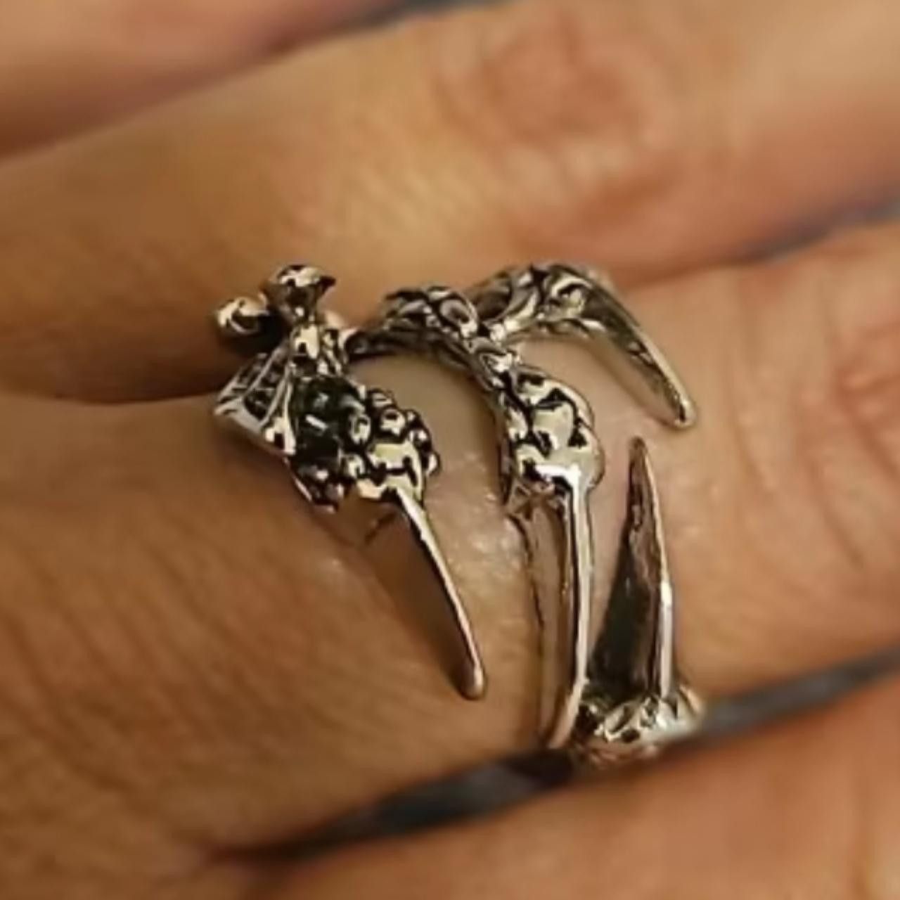 Other Vintage Silver Dragon Claw Adjustable Ring Size ONE SIZE - 4 Thumbnail