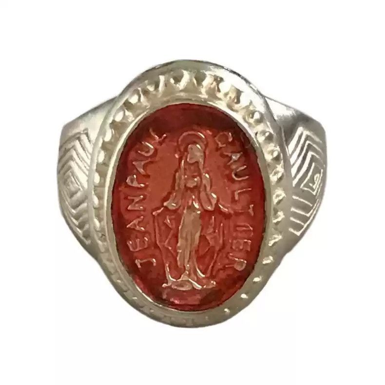 Jean Paul Gaultier Jean Paul Gaultier Red embossed Madonna ring-2505 Size ONE SIZE - 1 Thumbnail