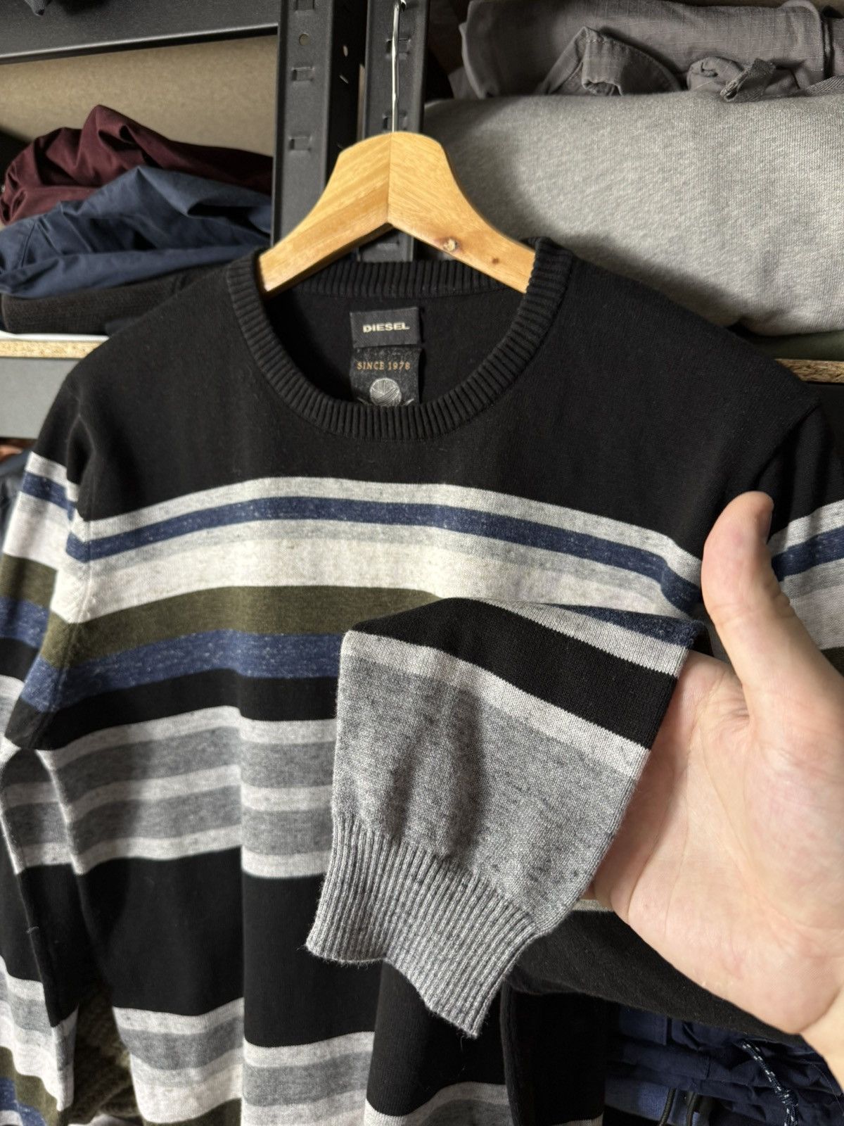 Diesel Diesel Knit Sweater Mens Size M Striped Crewneck Cotton Size US M / EU 48-50 / 2 - 8 Thumbnail