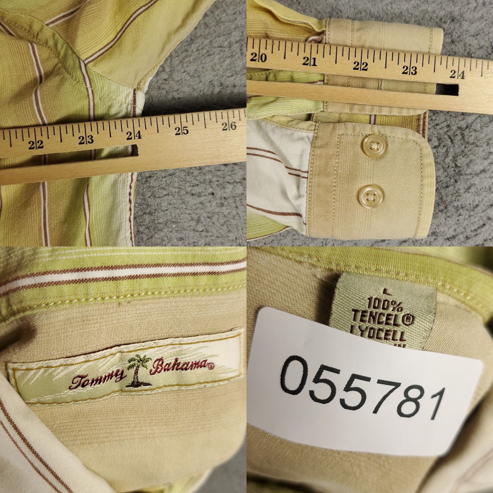 Tommy Bahama Tommy Bahama Shirt Mens Long Sleeve Button-Up Lyocell Beige Striped Adult Large Size US L / EU 52-54 / 3 - 8 Thumbnail