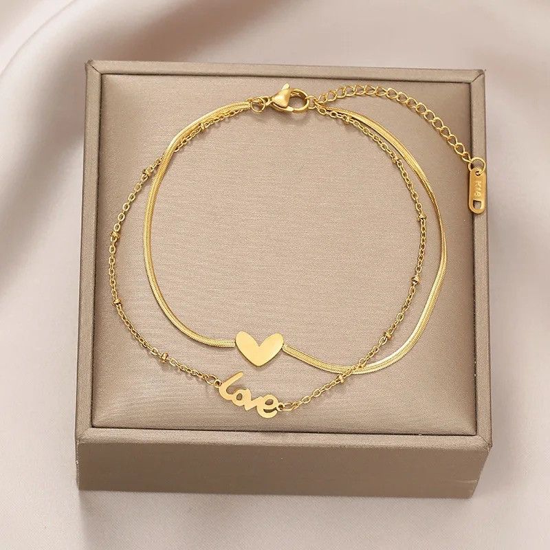 Other 14K Gold Plated Adjustable Layered Love Heart Anklet Size ONE SIZE - 5 Thumbnail