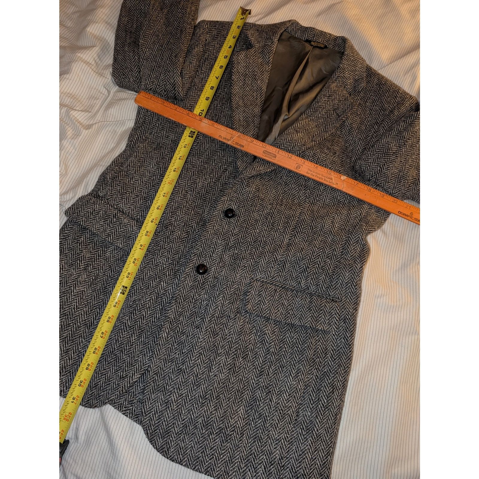 Other Vintage Bespoke Tweed Wool Blazer Herringbone 40L 2 Button Size 40L - 3 Thumbnail