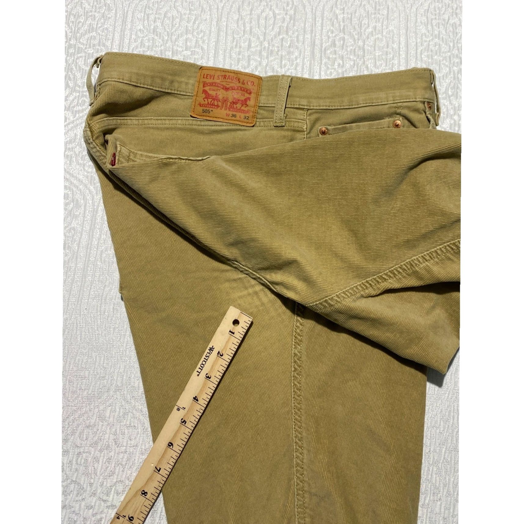 Levi's Levi's 505 Regular Fit Corduroy Pants Tan Beige W36 L32 Regular Men 5-Pocket Coin Pocket Button Zip Straight Fall Winter Corduroy Stretch Jeans Pants Size US 36 / EU 52 - 4 Thumbnail