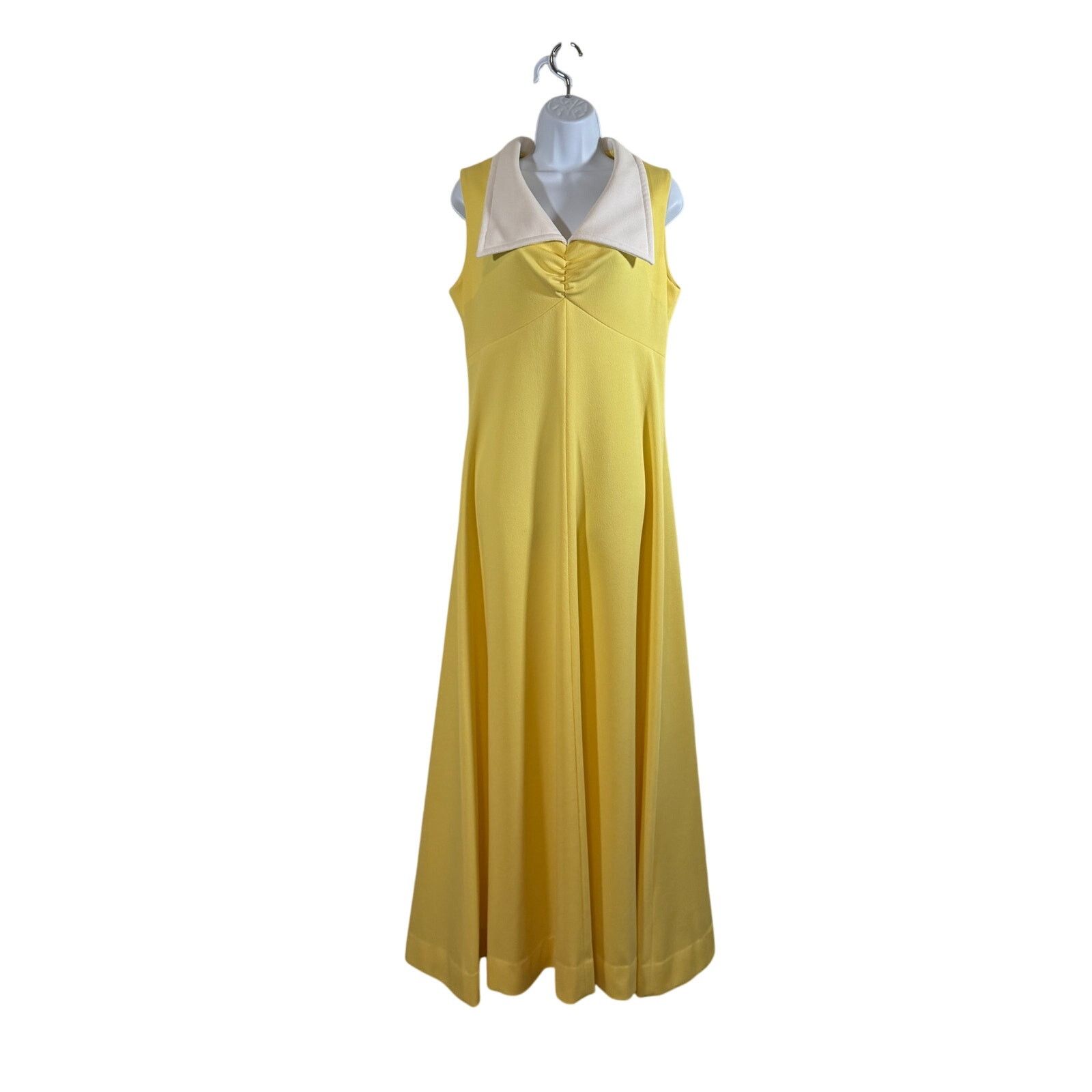 Vintage 1970's Collared Yellow Maxi Dress NO TAG Handmade