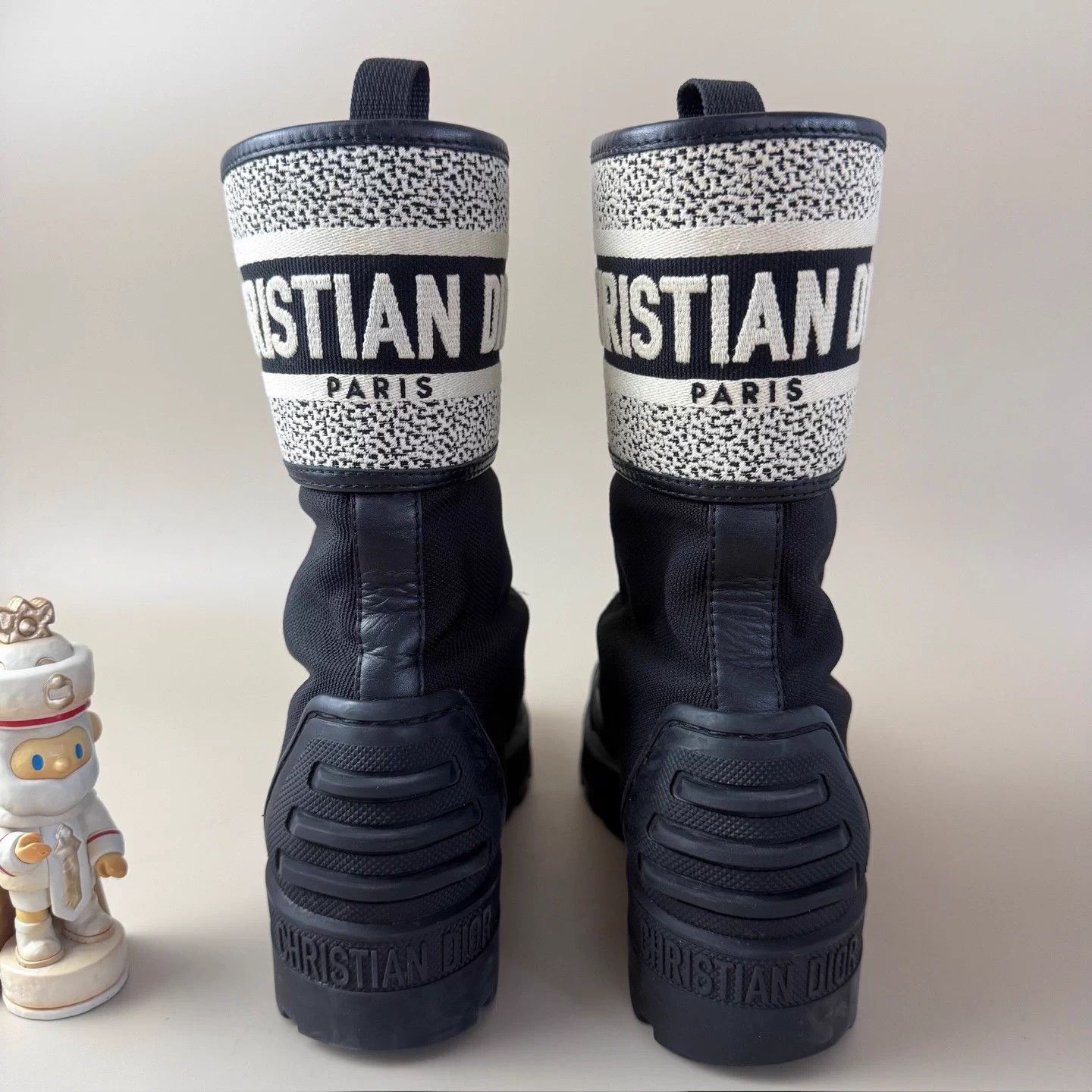 Dior B&W Shelltoe Embroidered Short Boots