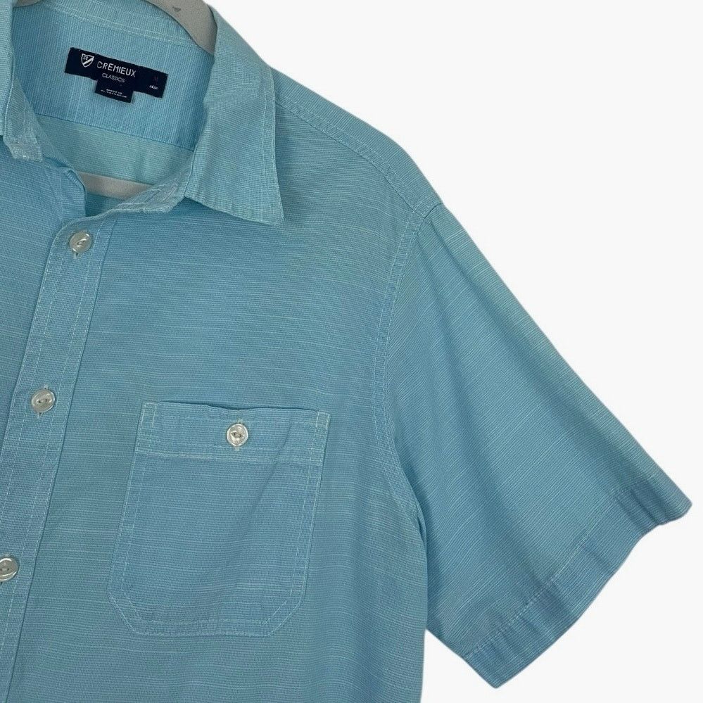 Cremieux Cremieux Classics Mens Blue Short Sleeve Button Down Shirt Size US M / EU 48-50 / 2 - 2 Thumbnail