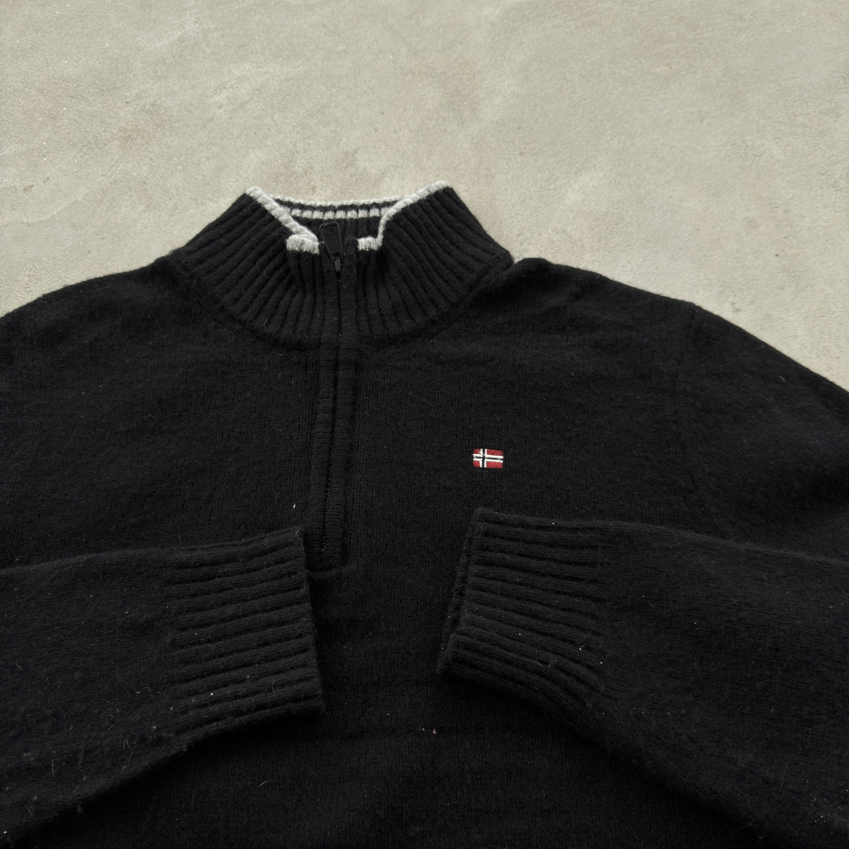 Napapijri Vintage 90s Napapijri 1/4 Zip Wool Sweater Size US XL / EU 56 / 4 - 4 Thumbnail