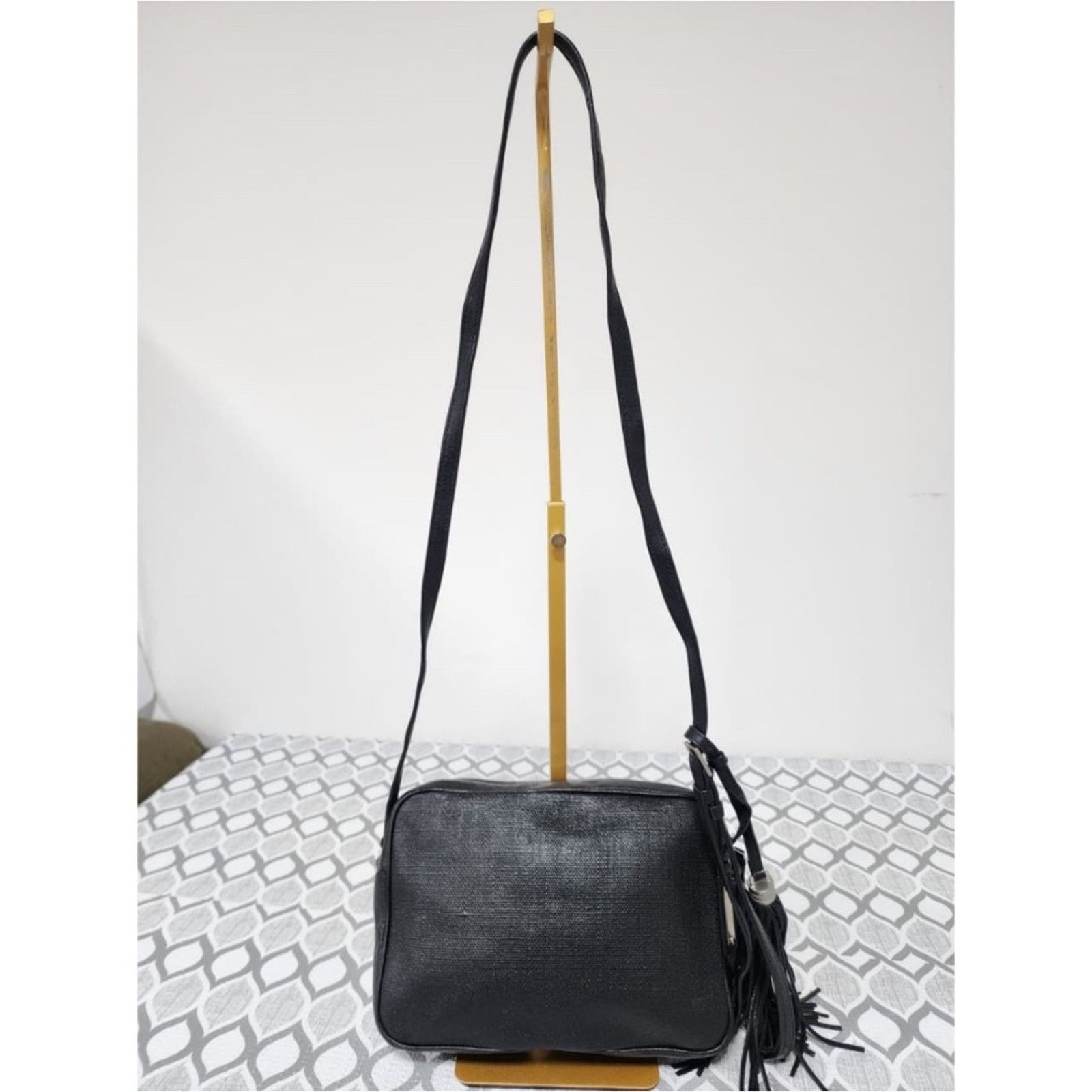 Yves Saint Laurent YVES SAINT LAURENT Lou Camera Raffia Canvas Crossbody Bag Bk Size ONE SIZE - 5 Thumbnail